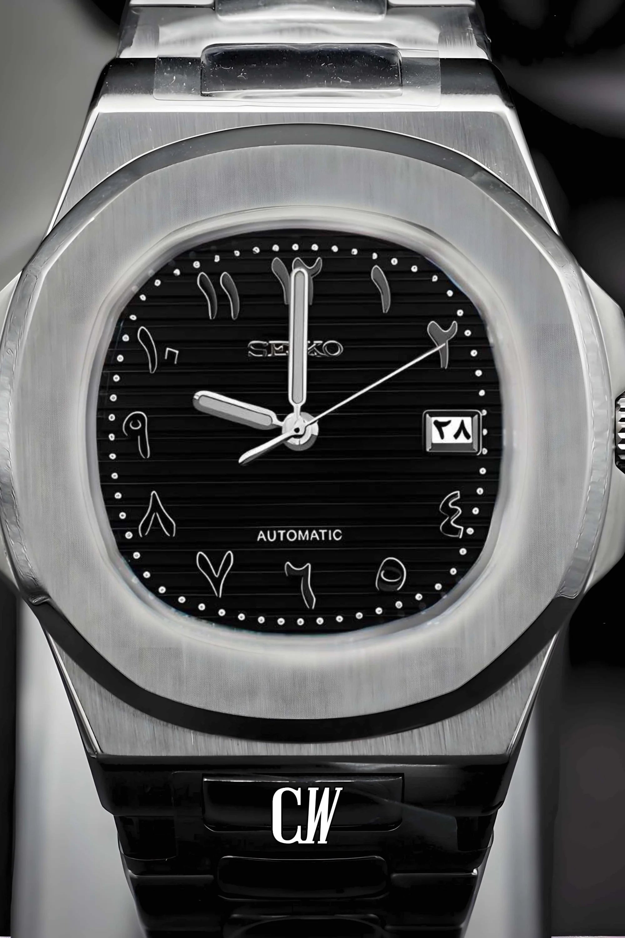 Seikonautilus mod watch arabic black - Circa Watch Labs seiko mod