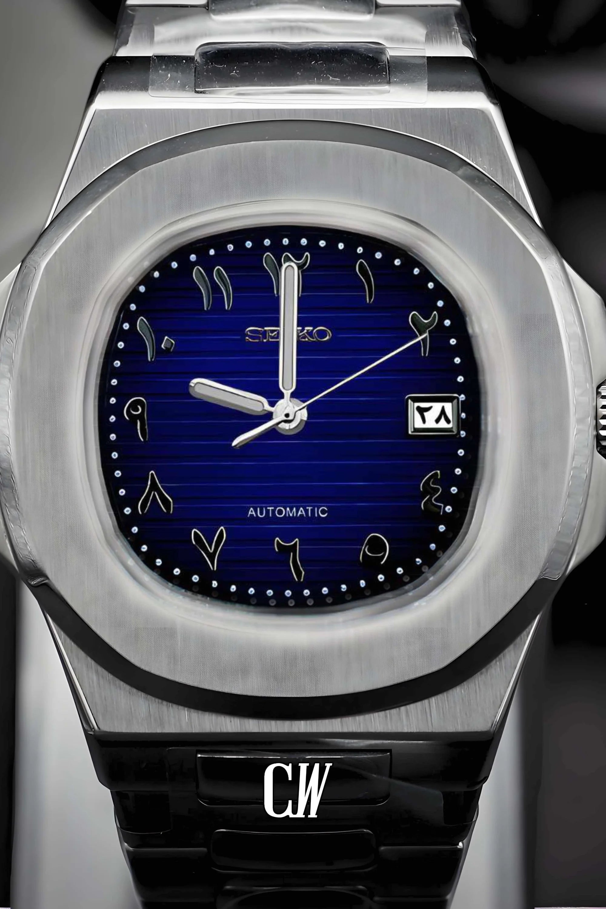 Seikonautilus mod watch arabic blue - Circa Watch Labs seiko mod