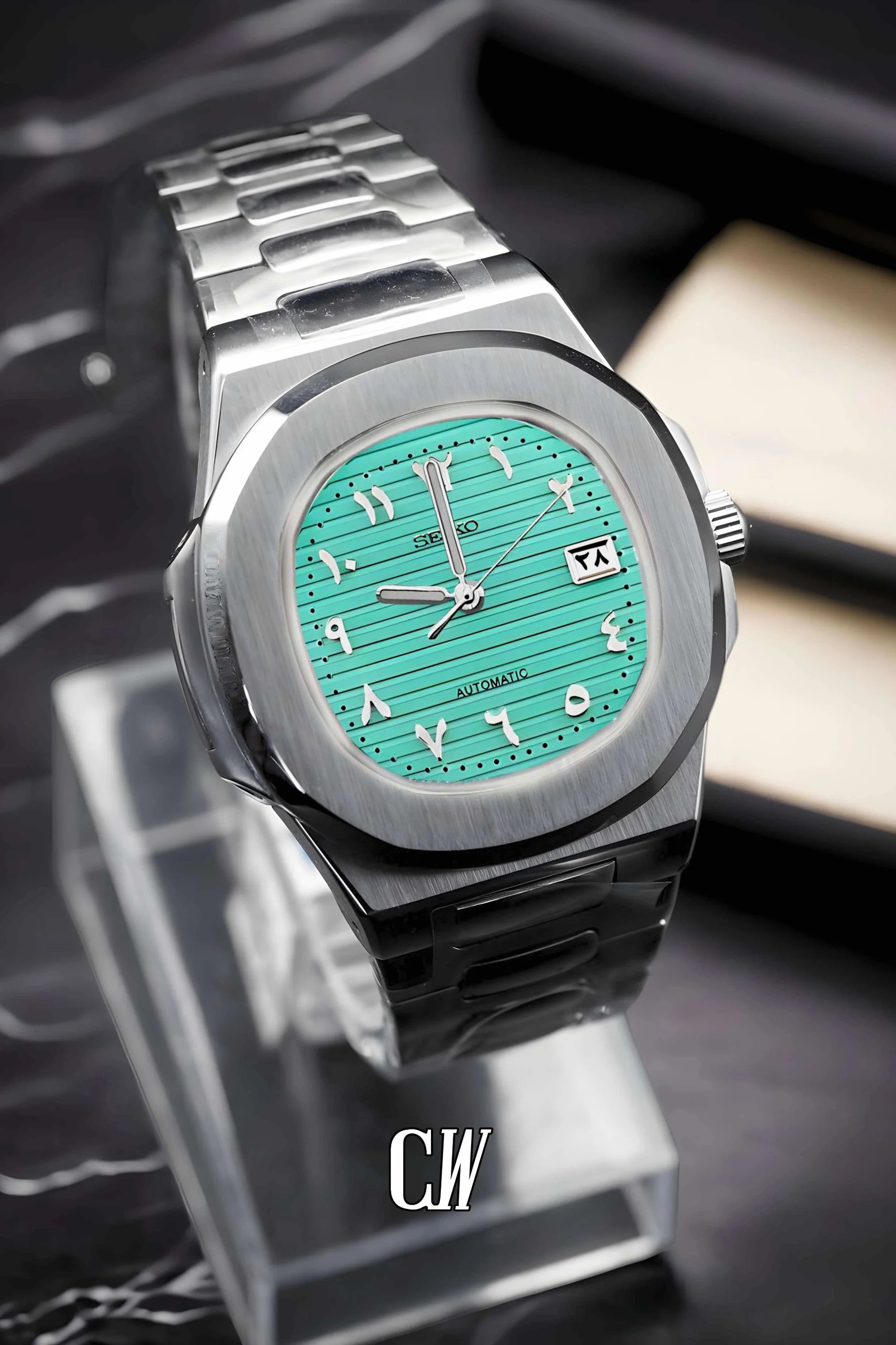 Seikonautilus mod watch arabic Tiffany blue - Circa Watch Labs seiko mod