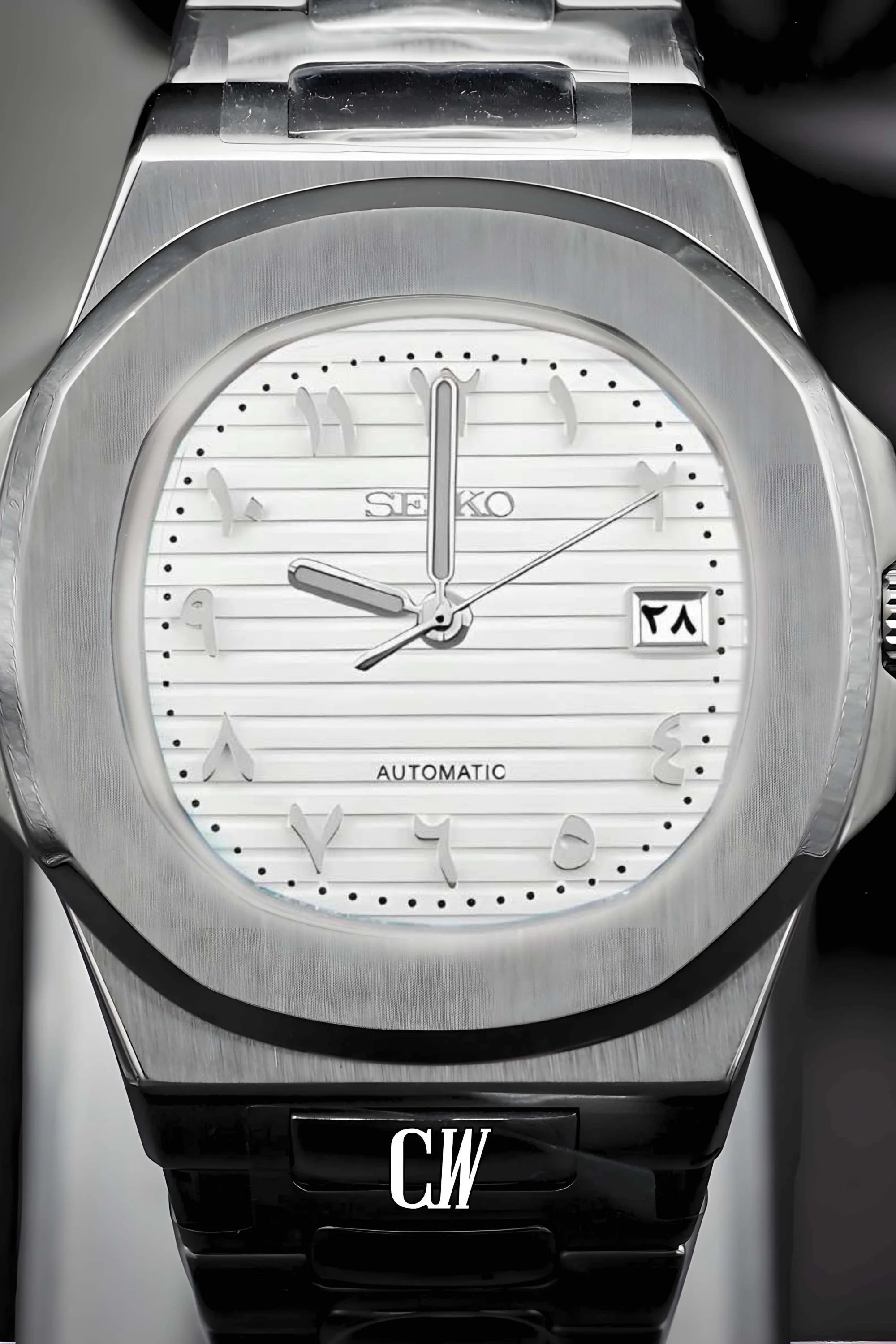 Seikonautilus mod watch arabic white - Circa Watch Labs seiko mod