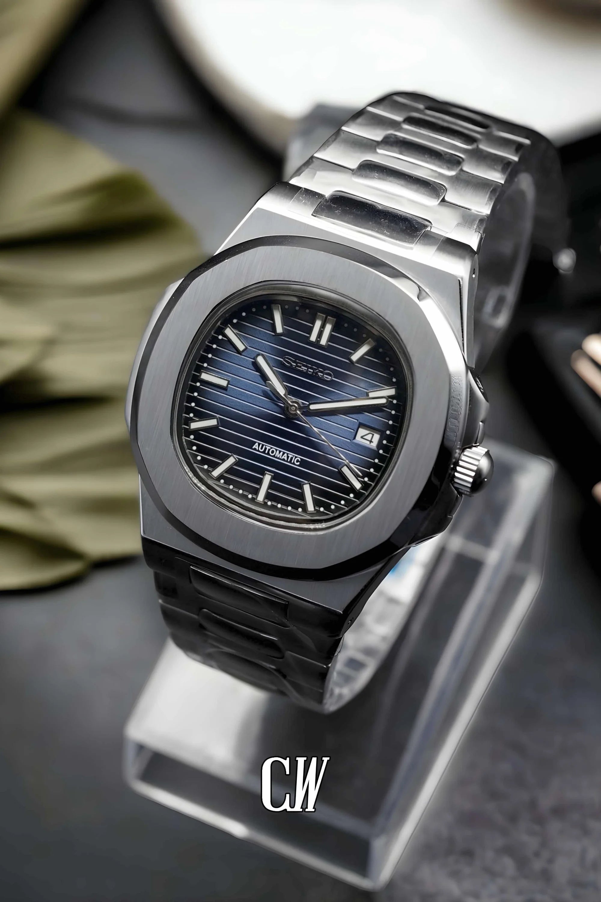 Seikonautilus mod watch blue - Circa Watch Labs seiko mod