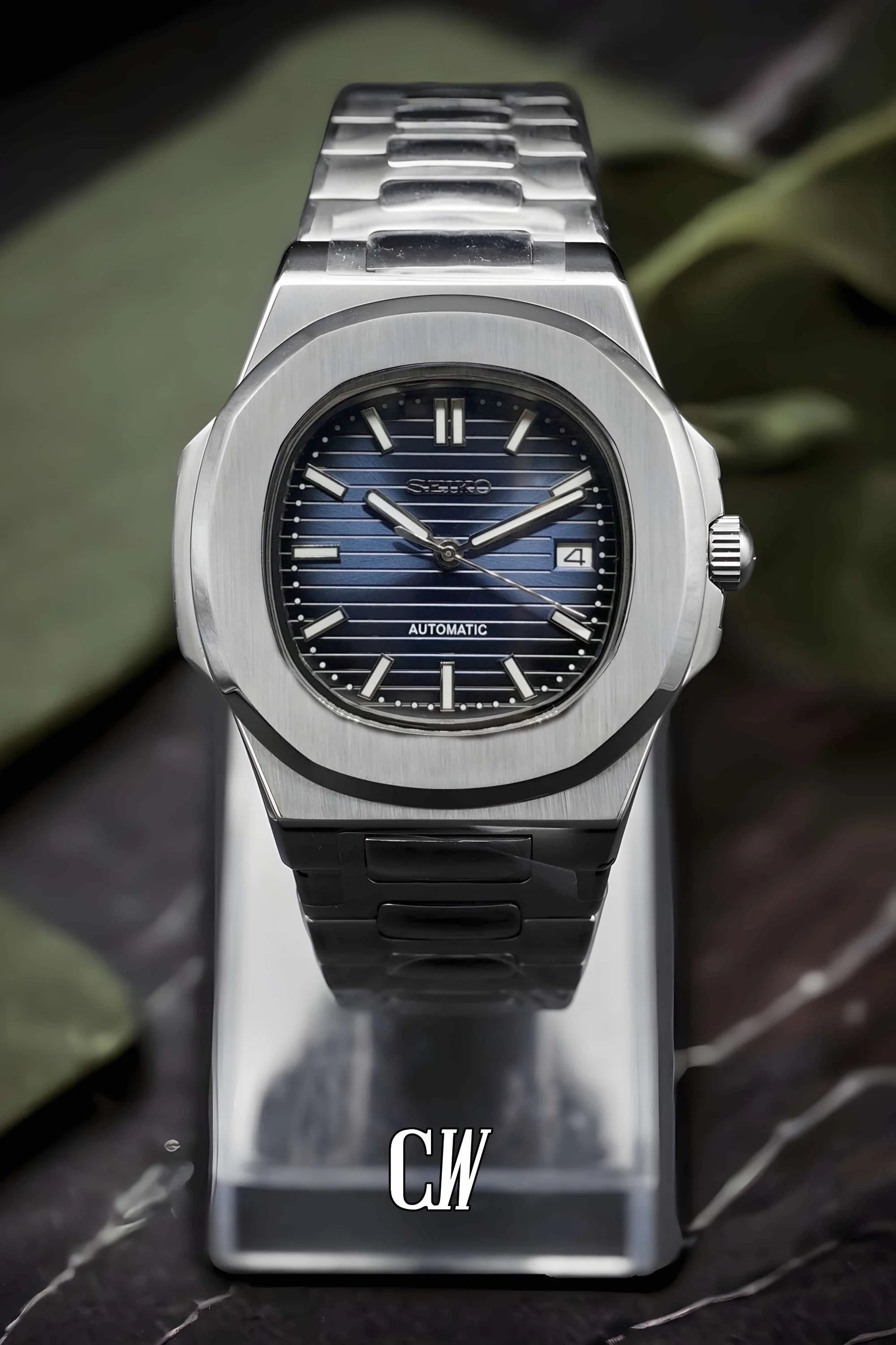 Seikonautilus mod watch blue - Circa Watch Labs seiko mod