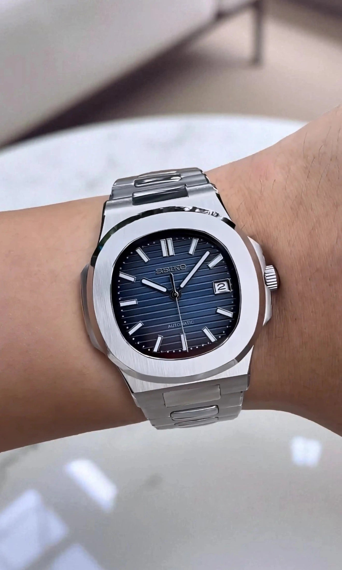 seiko mod Seikonautilus mod watch blue