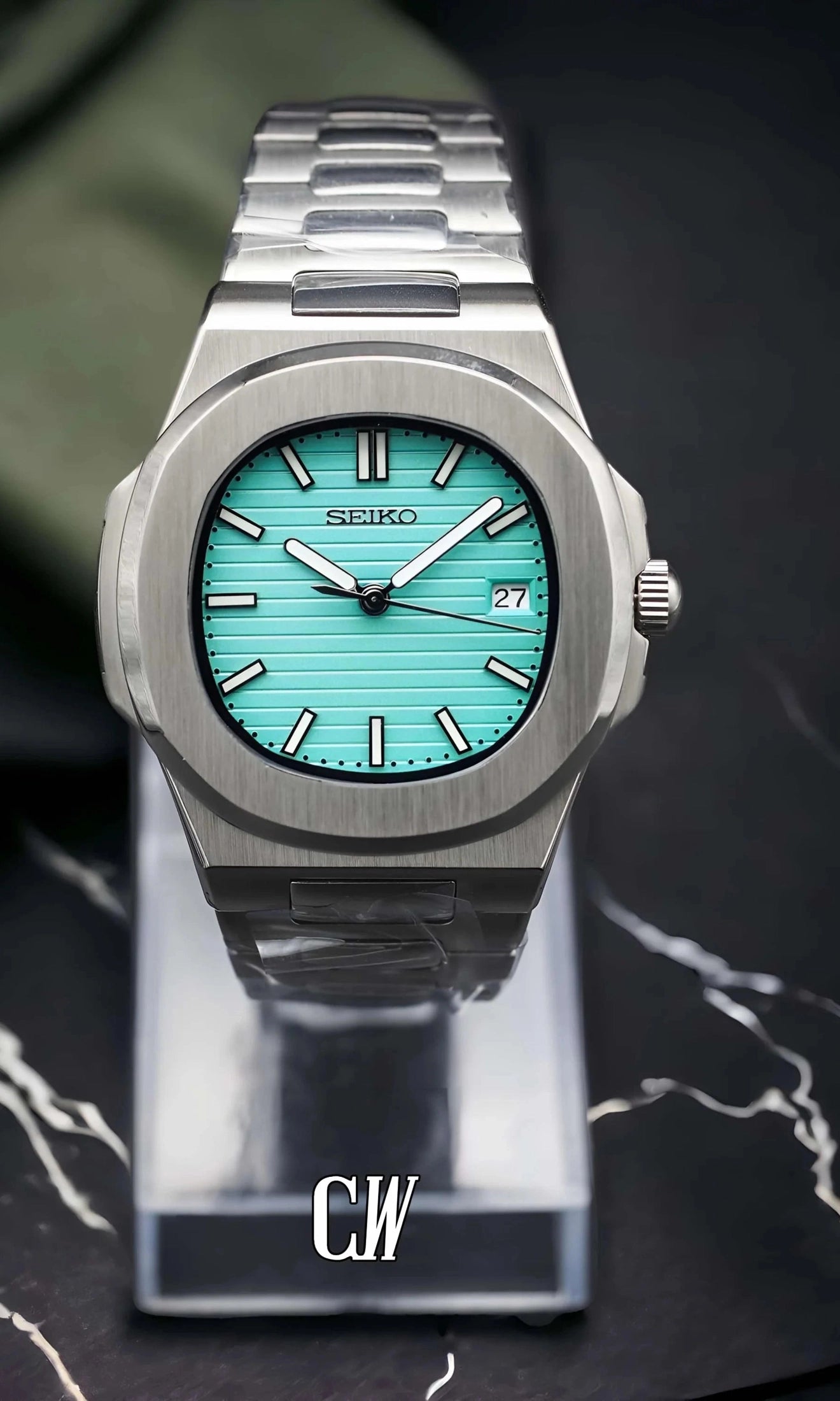 seiko mod Seikonautilus mod watch in 'tiffany' blue