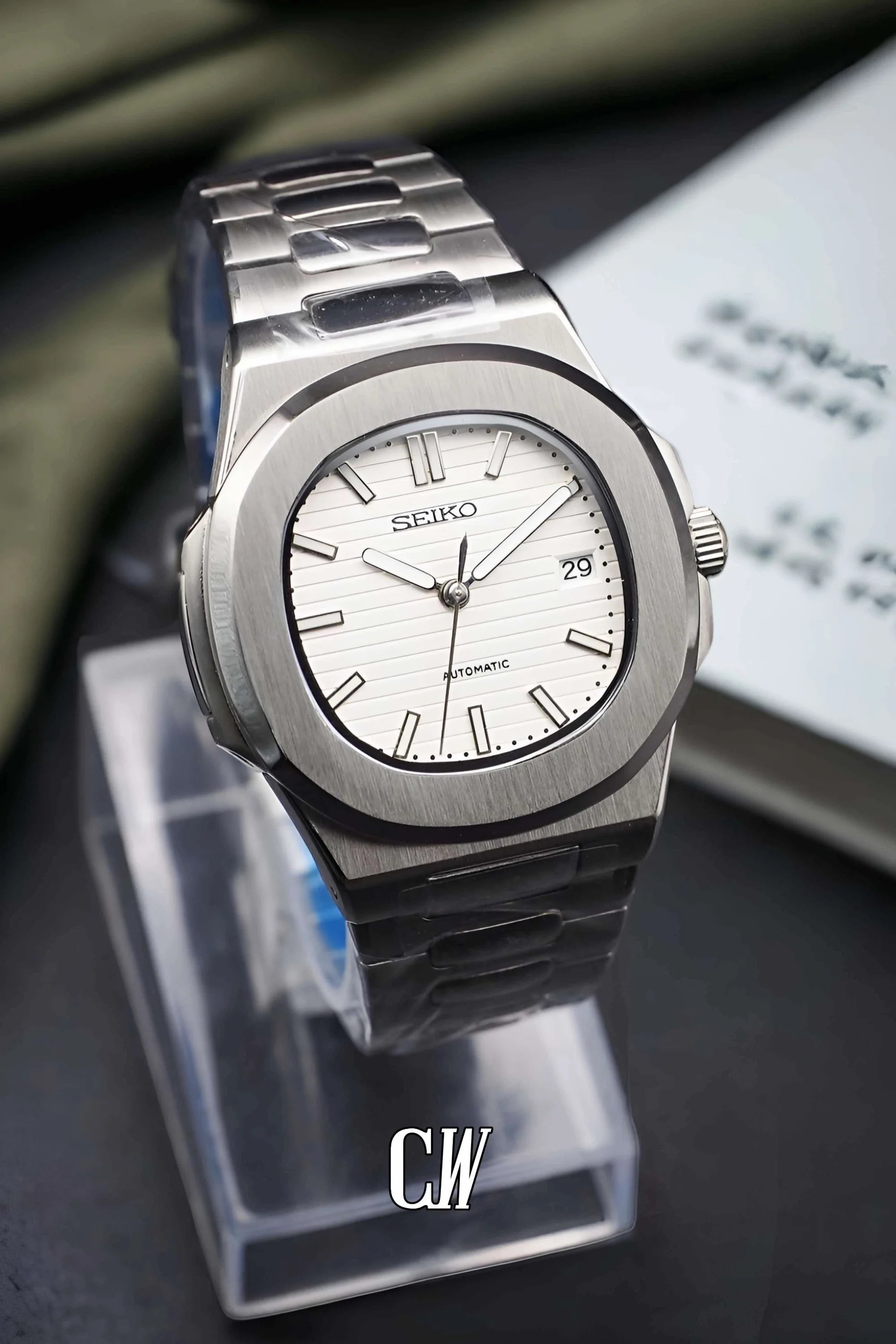 Seikonautilus mod watch white - Circa Watch Labs seiko mod