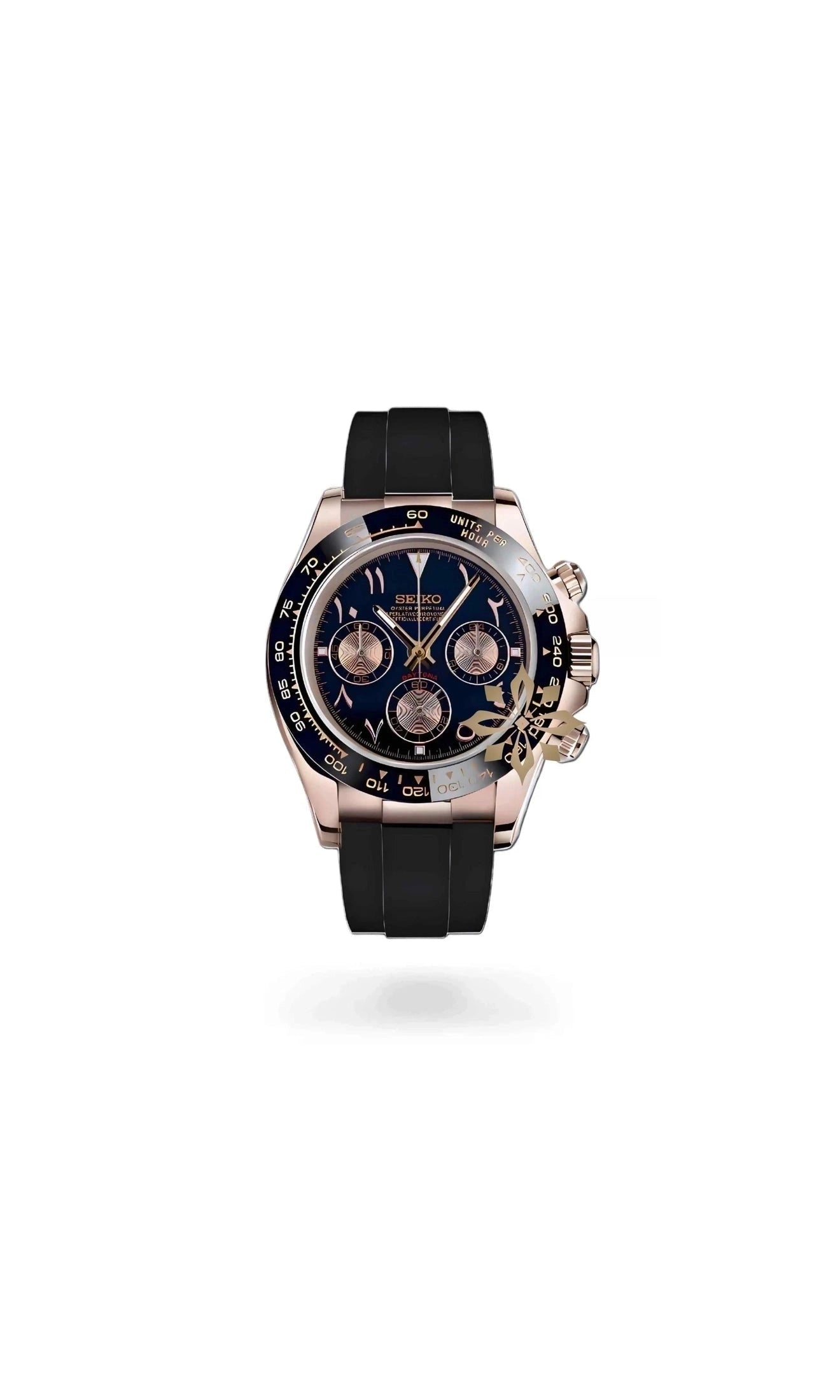 Seitona mod black rose gold arabic watch - Circa Watch Labs seiko mod