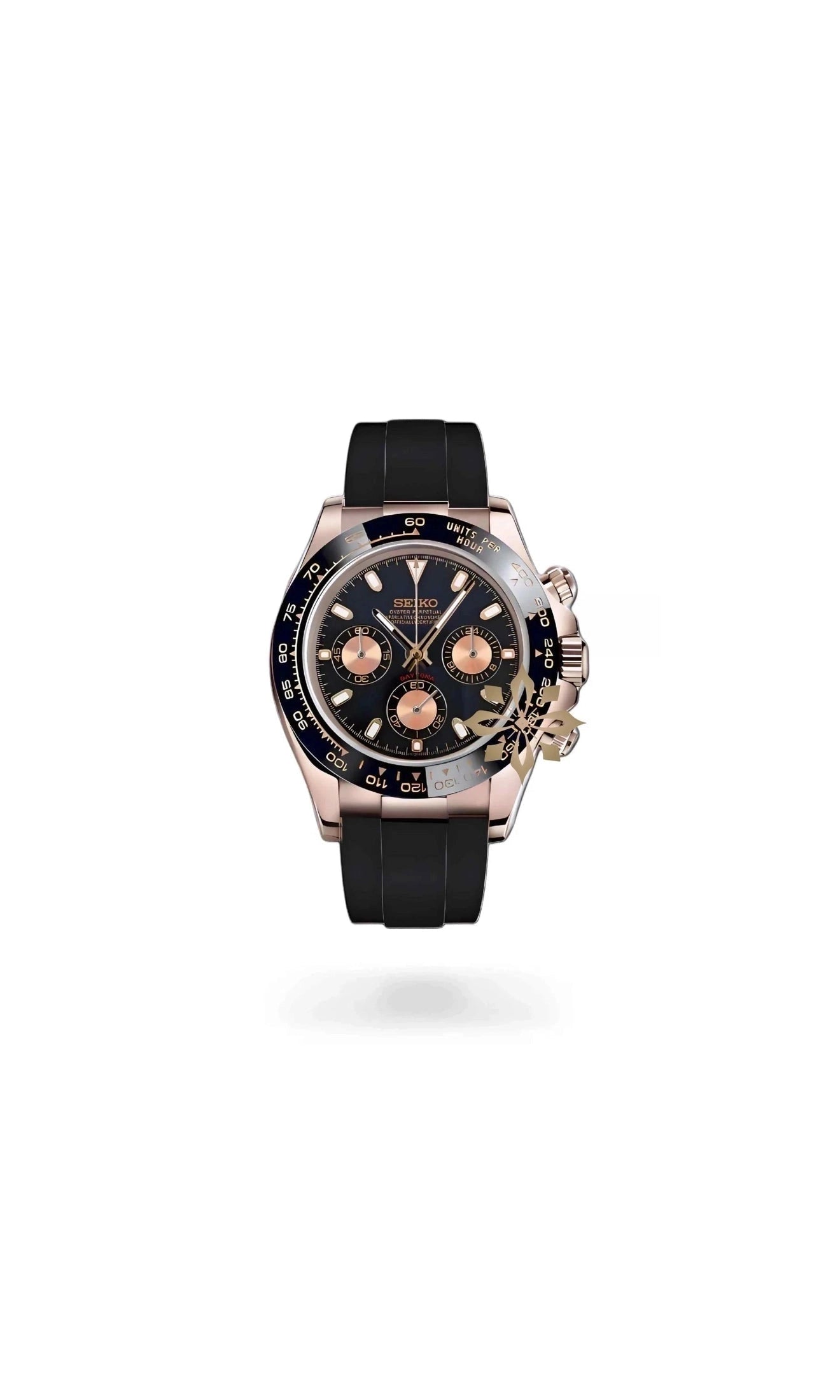 Seitona mod black rose gold watch