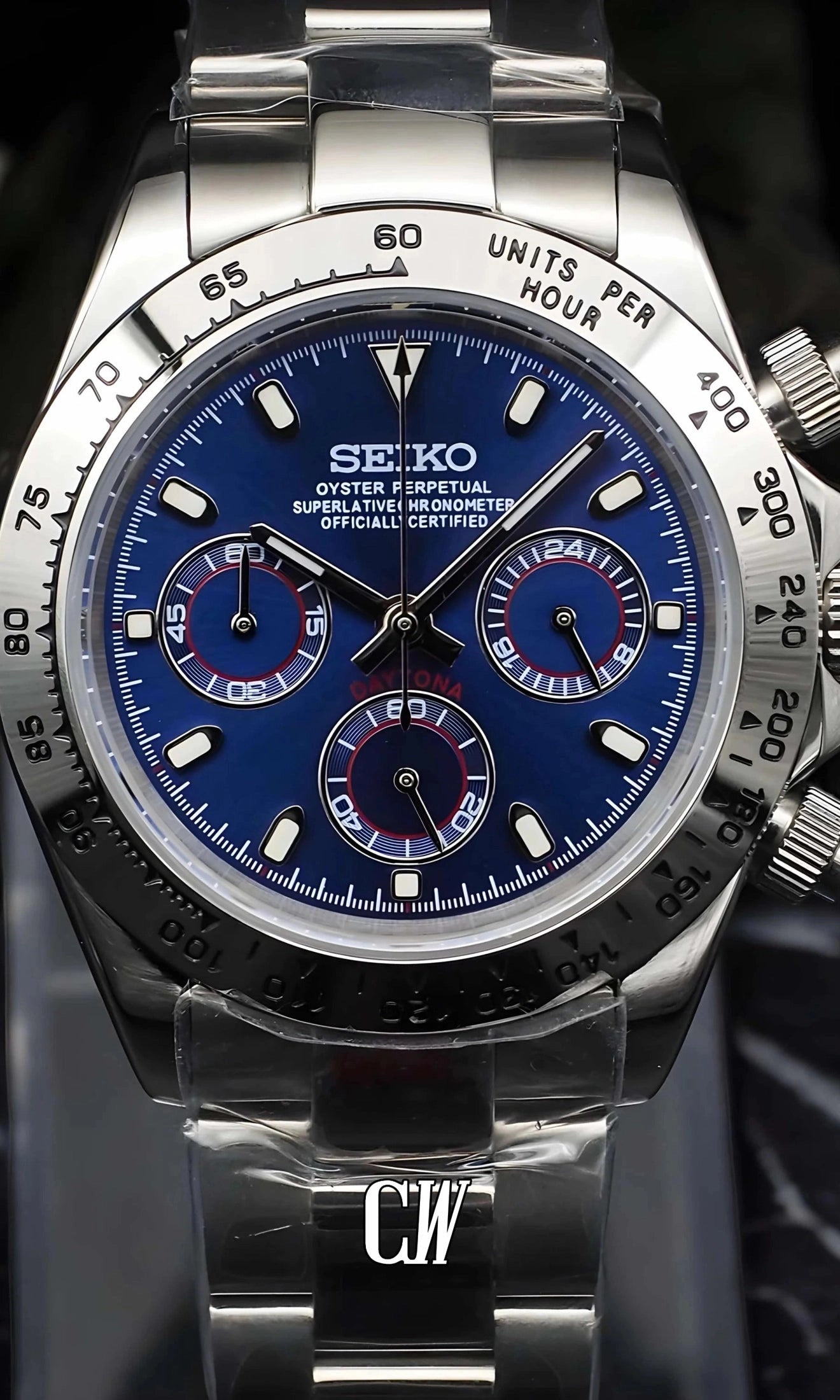 Seitona mod blue silver watch - Circa Watch Labs seiko mod