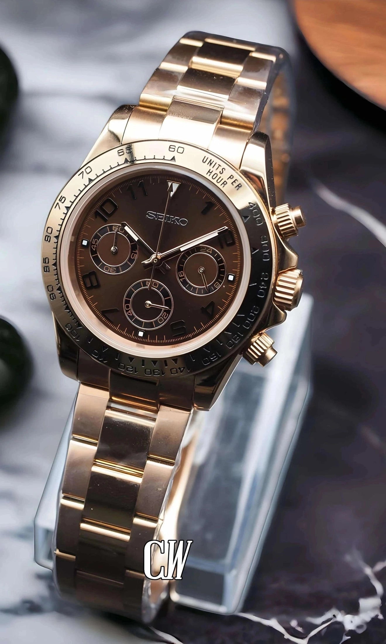 Seitona mod chocolate brown watch - Circa Watch Labs seiko mod