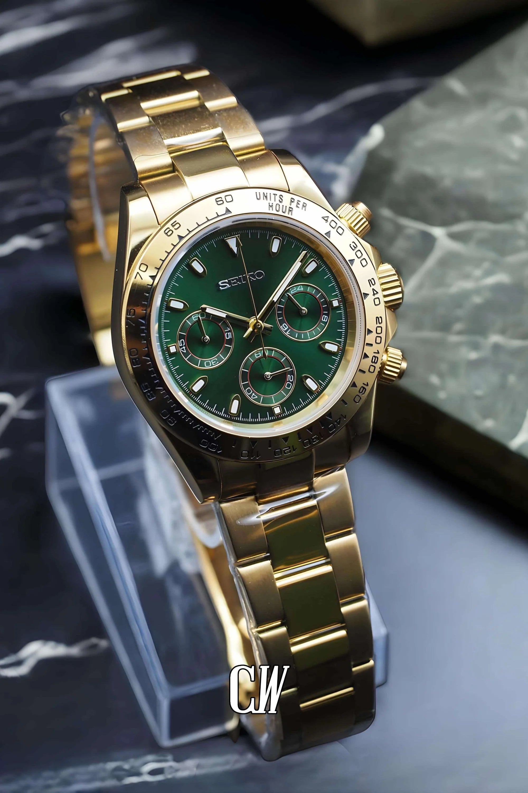 Seitona mod green gold watch - Circa Watch Labs seiko mod
