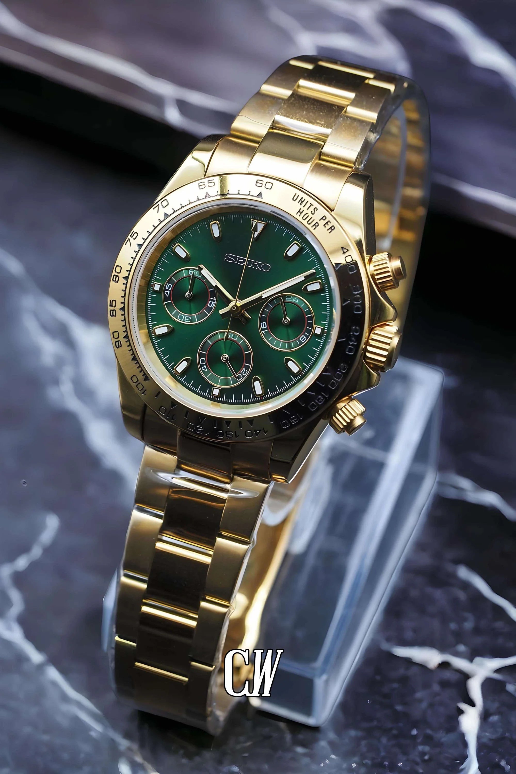 Seitona mod green gold watch - Circa Watch Labs seiko mod