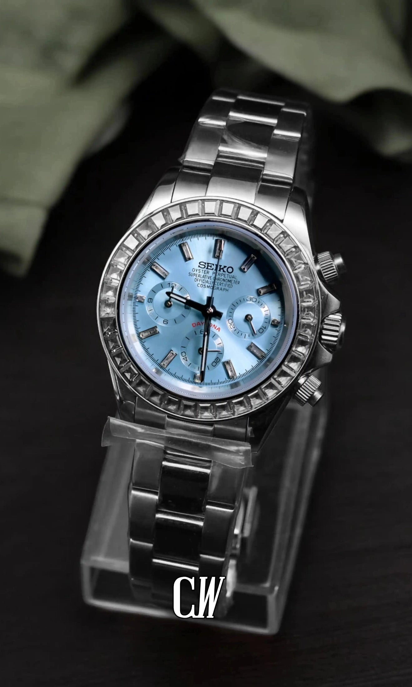 Seitona mod platinum baguette style watch - Circa Watch Labs seiko mod