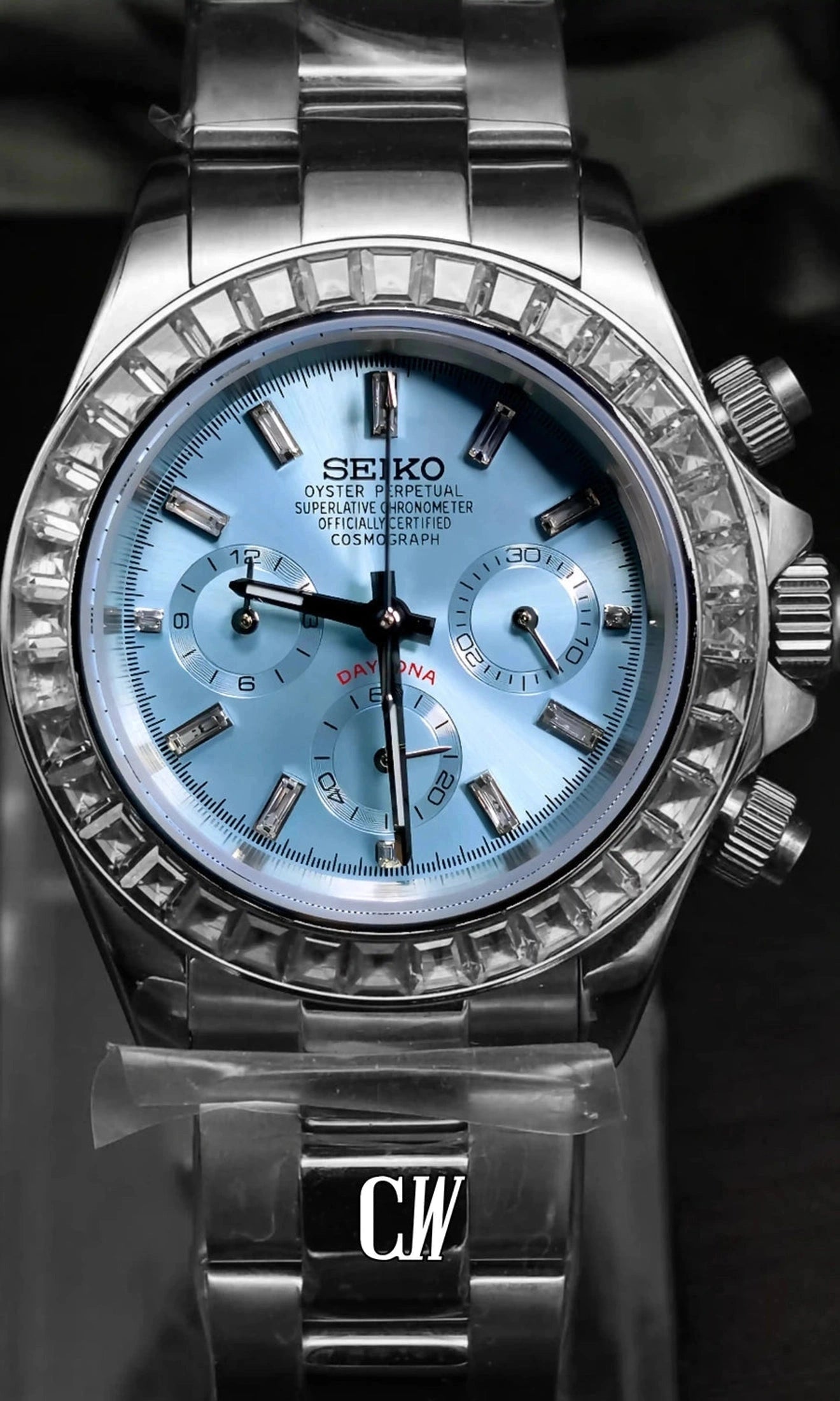 Seitona mod platinum baguette style watch - Circa Watch Labs