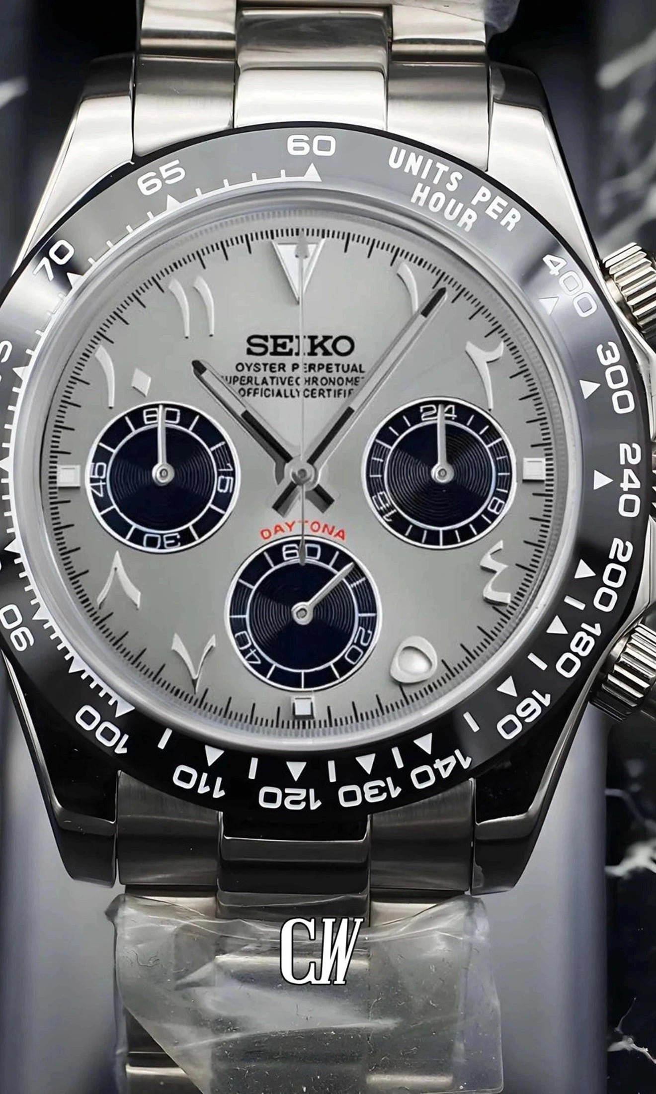 Seitona mod silver arabic watch - Circa Watch Labs