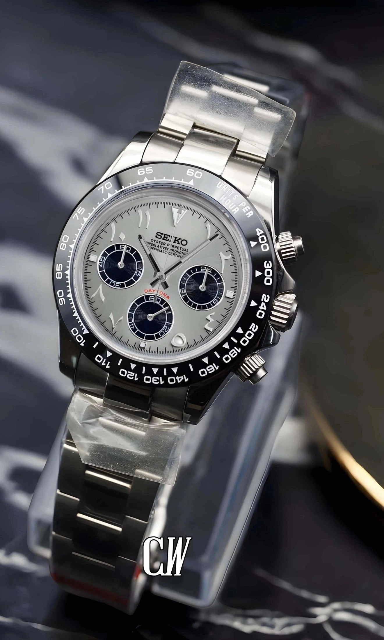 Seitona mod silver arabic watch - Circa Watch Labs