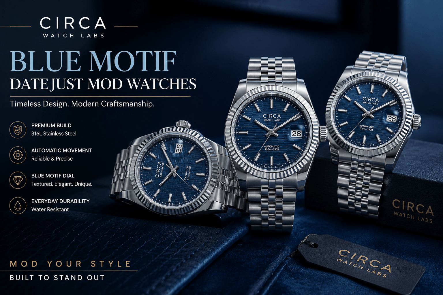 Blue Motif Datejust Mod Watches That Have Become One of the Most Requested Luxury Watch Styles in USA - Circa Watch Labs