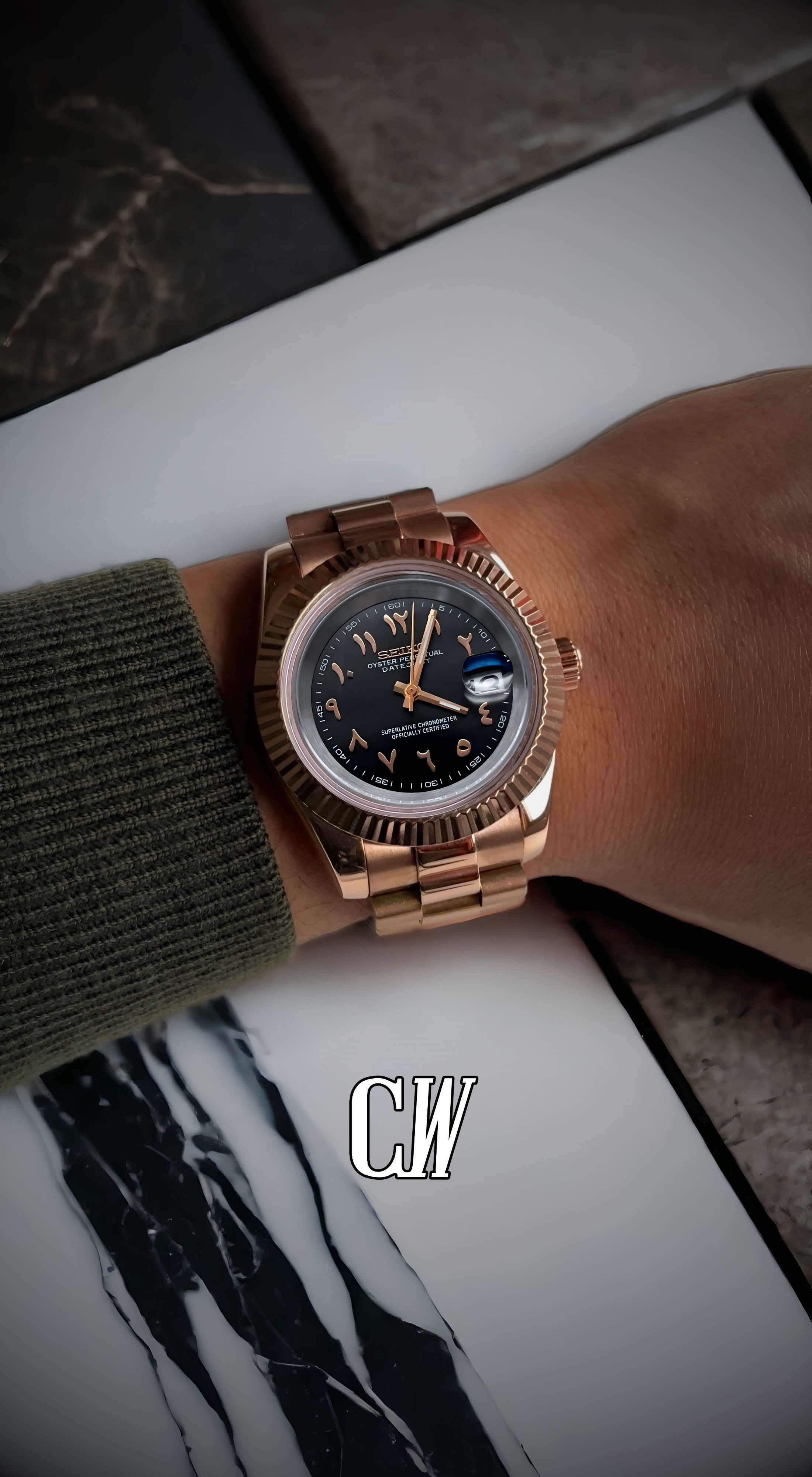 Seikojust mod watch 'Black rose gold' arabic