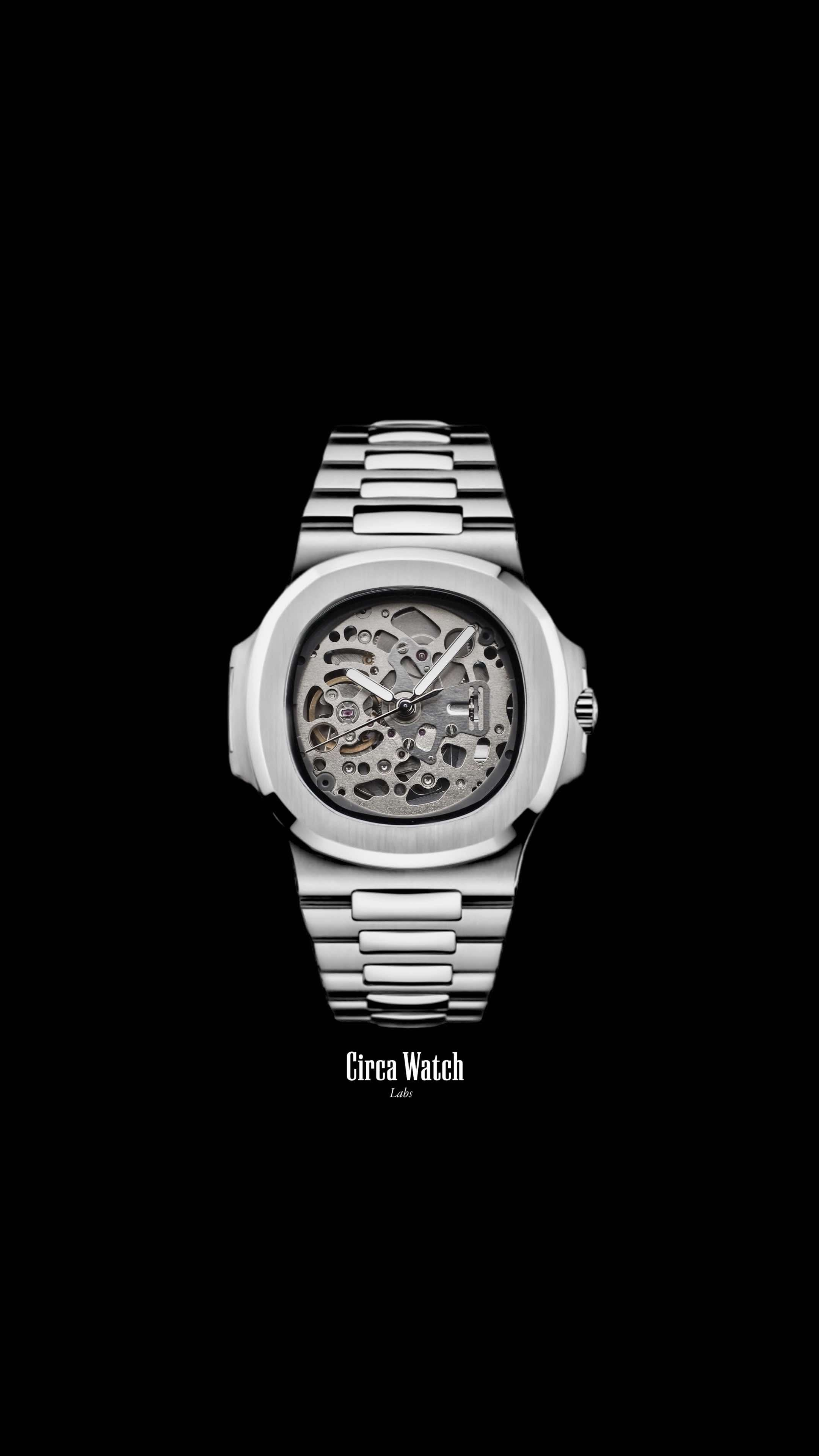 Seikonautilus mod skeleton watch silver