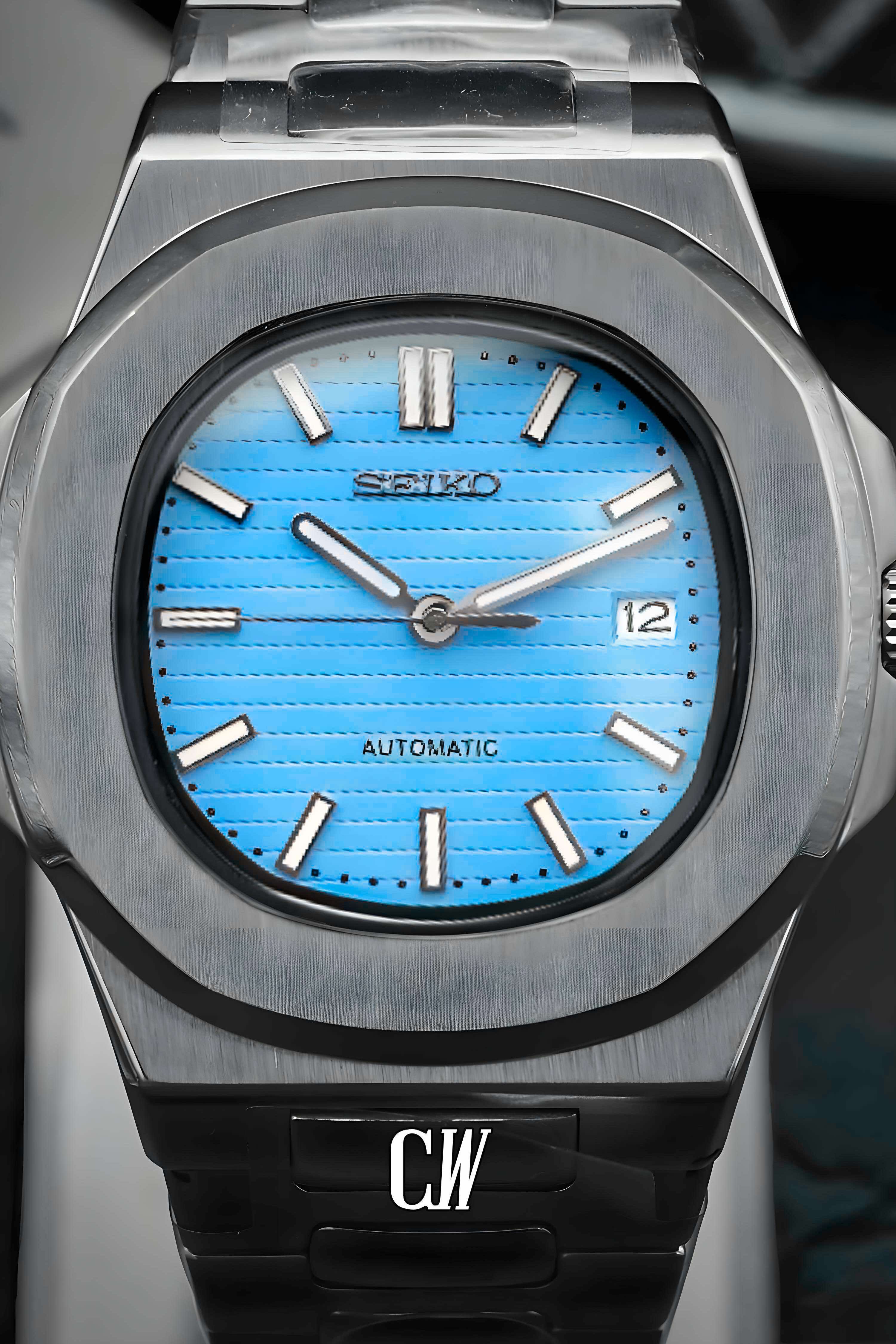 Seikonautilus mod watch baby blue - Circa Watch Labs