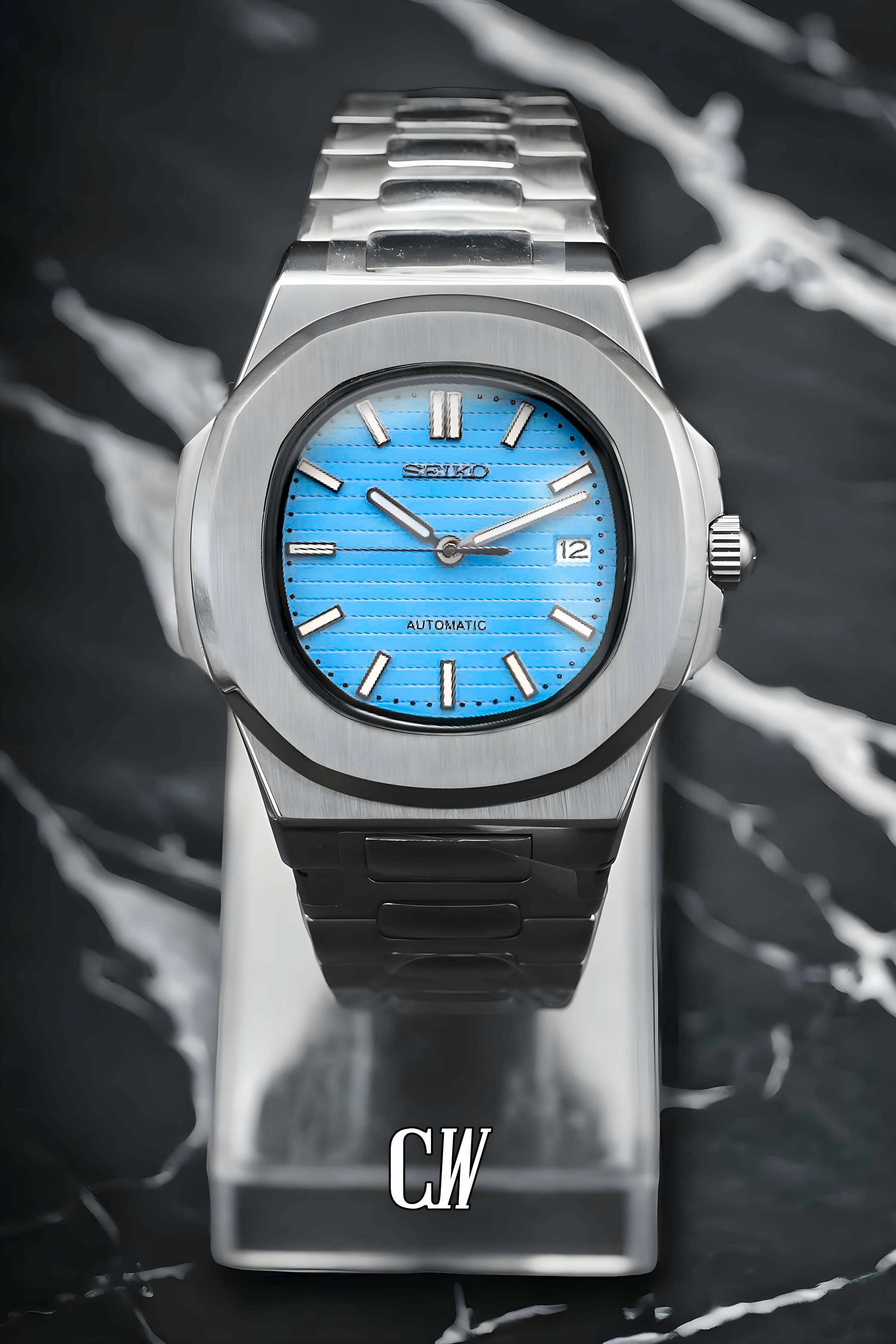 Seikonautilus mod watch baby blue