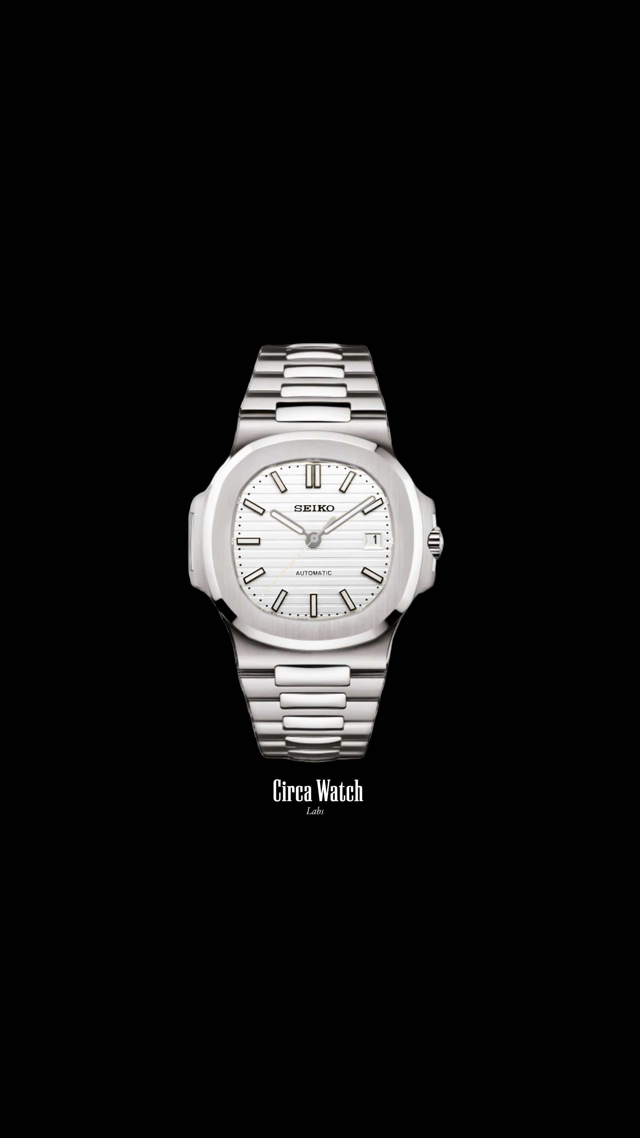 Seikonautilus mod watch white - Circa Watch Labs