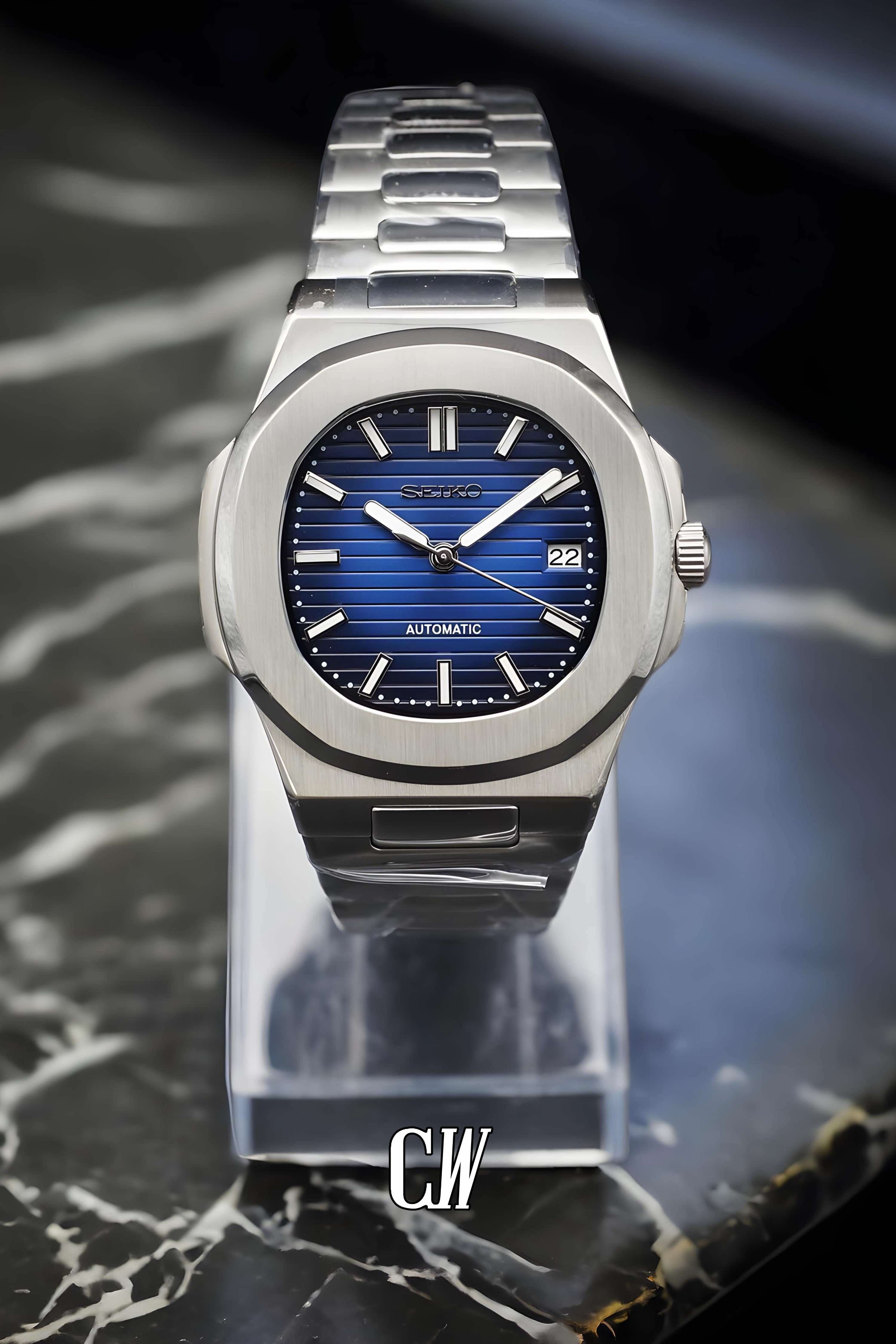 Seikonautilus mod watch blue