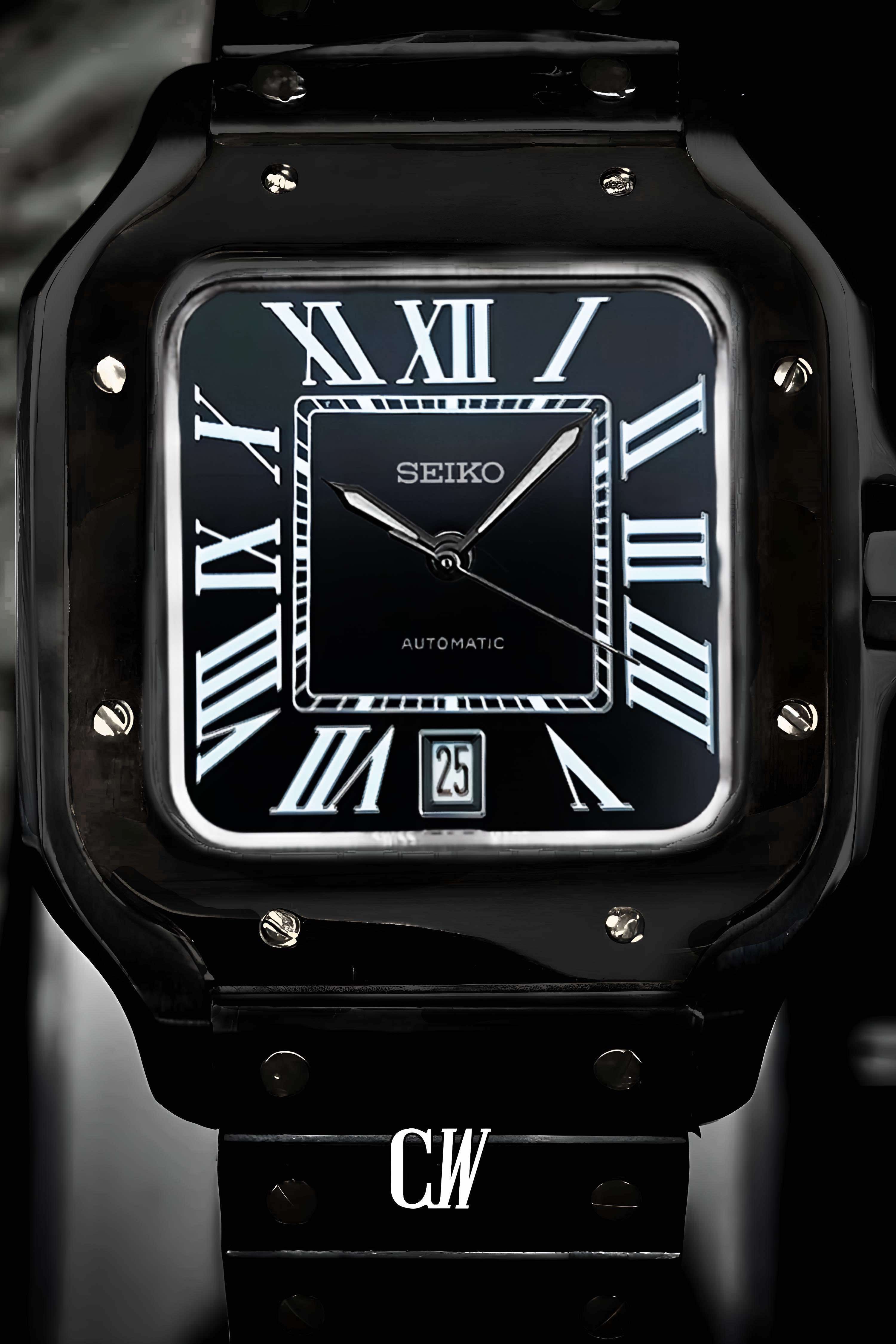 Santeiko Mod Santos style watch triple black - Circa Watch Labs