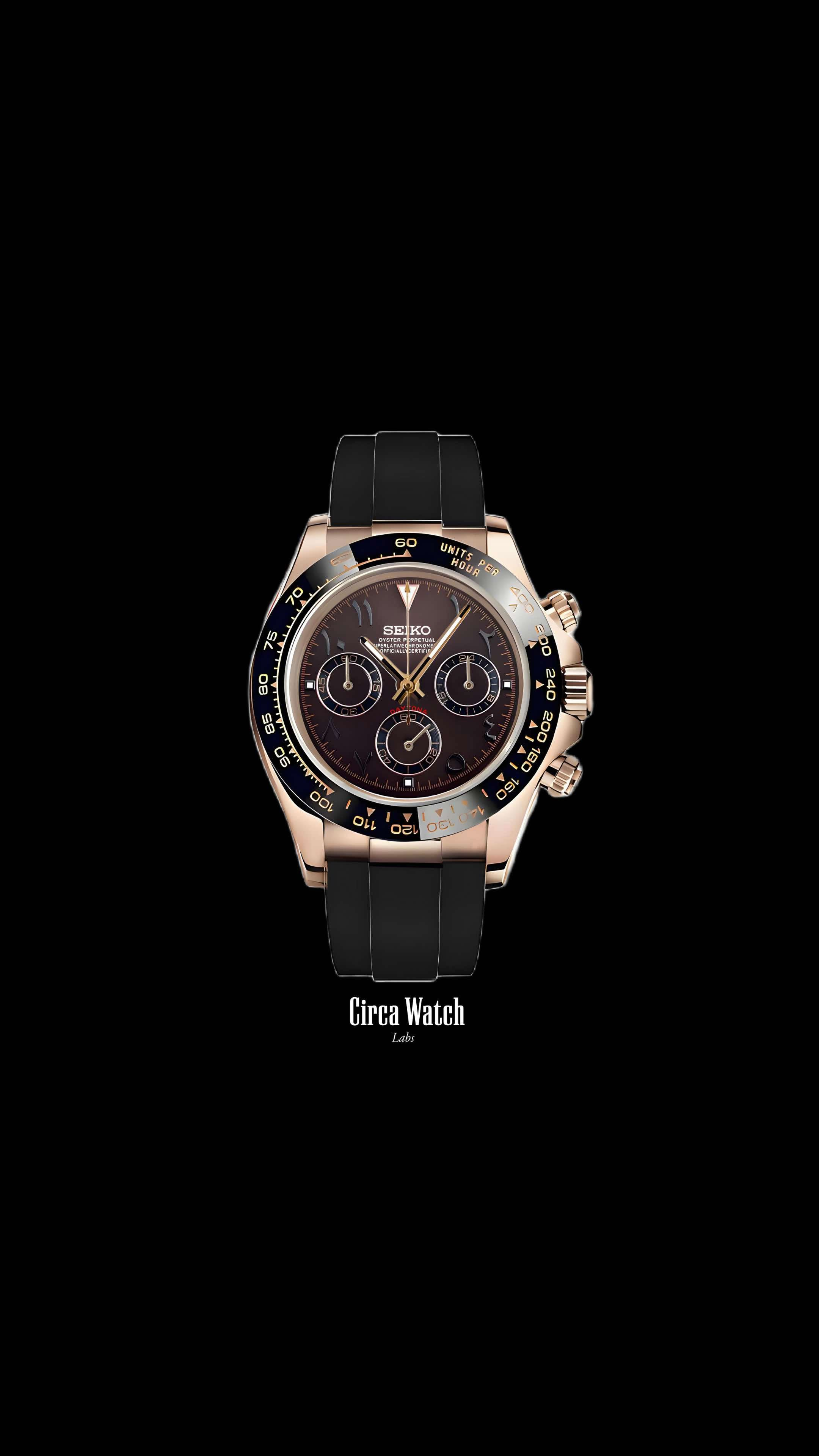 Seitona mod brown rose gold arabic style watch