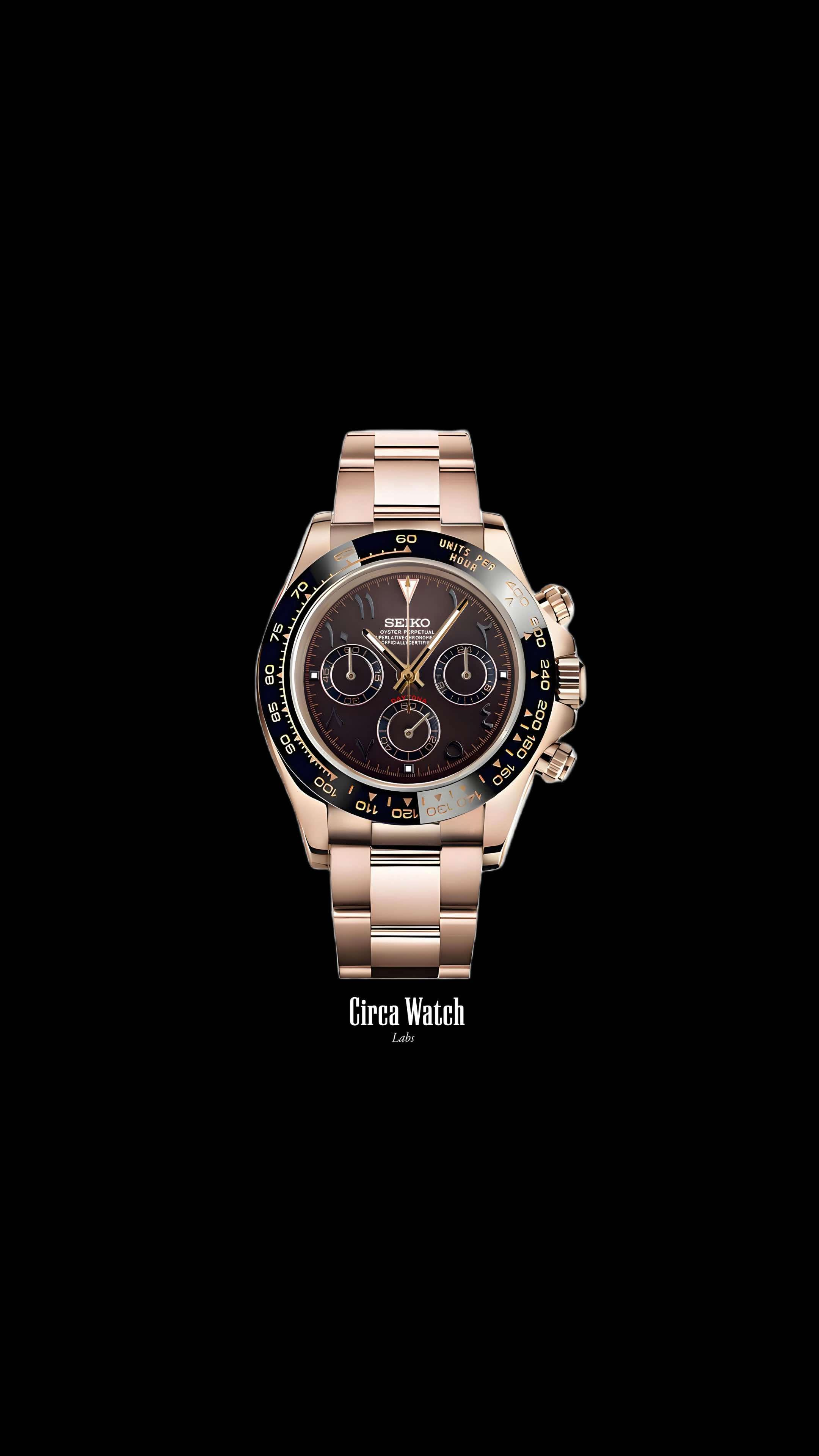 Seitona mod brown rose gold arabic style watch