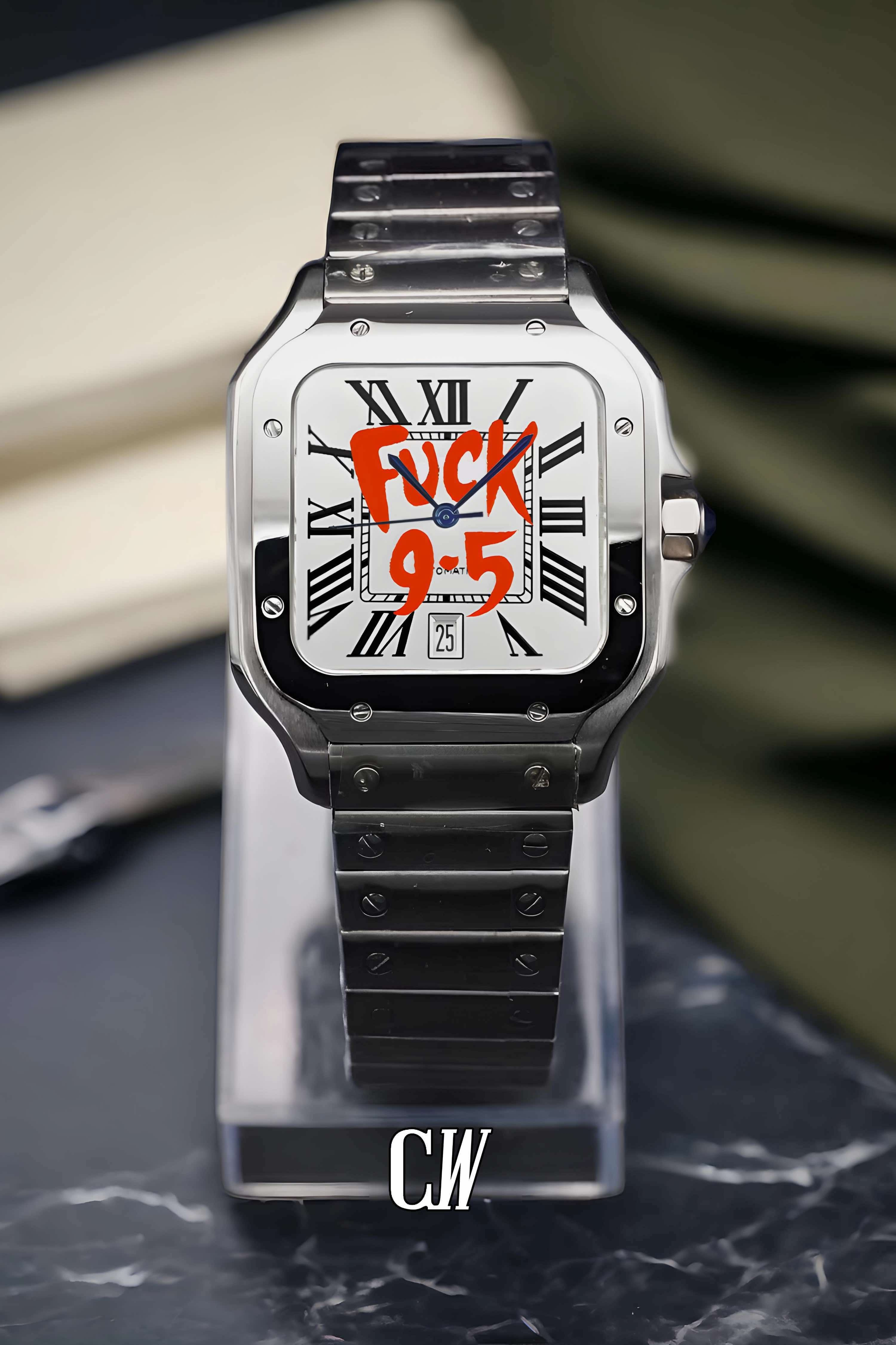 Santeiko Mod Santos style watch 'f*ck 9-5' limited edition