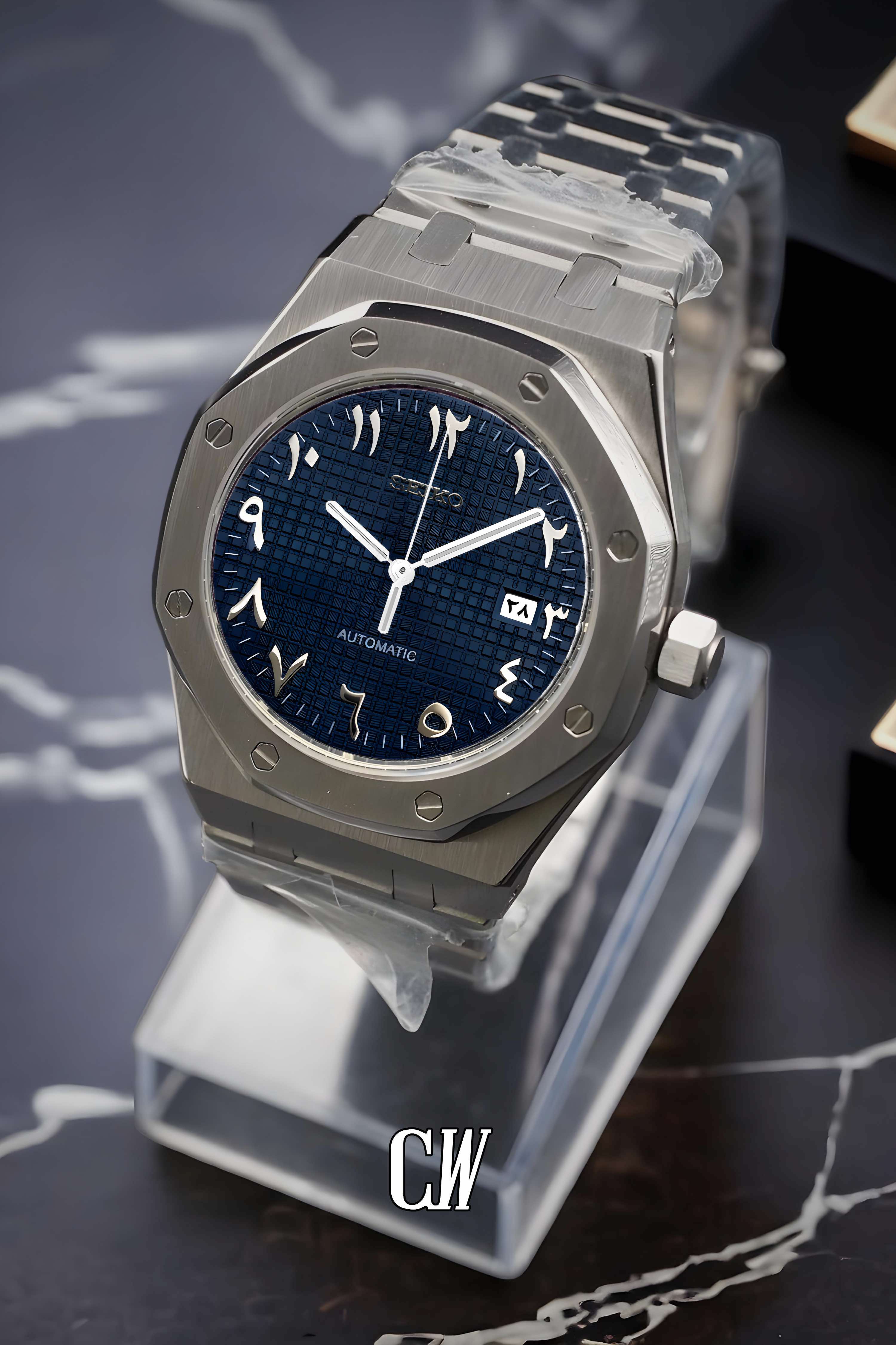 Mod Royal Seikoak automatic watch 'navy blue' arabic