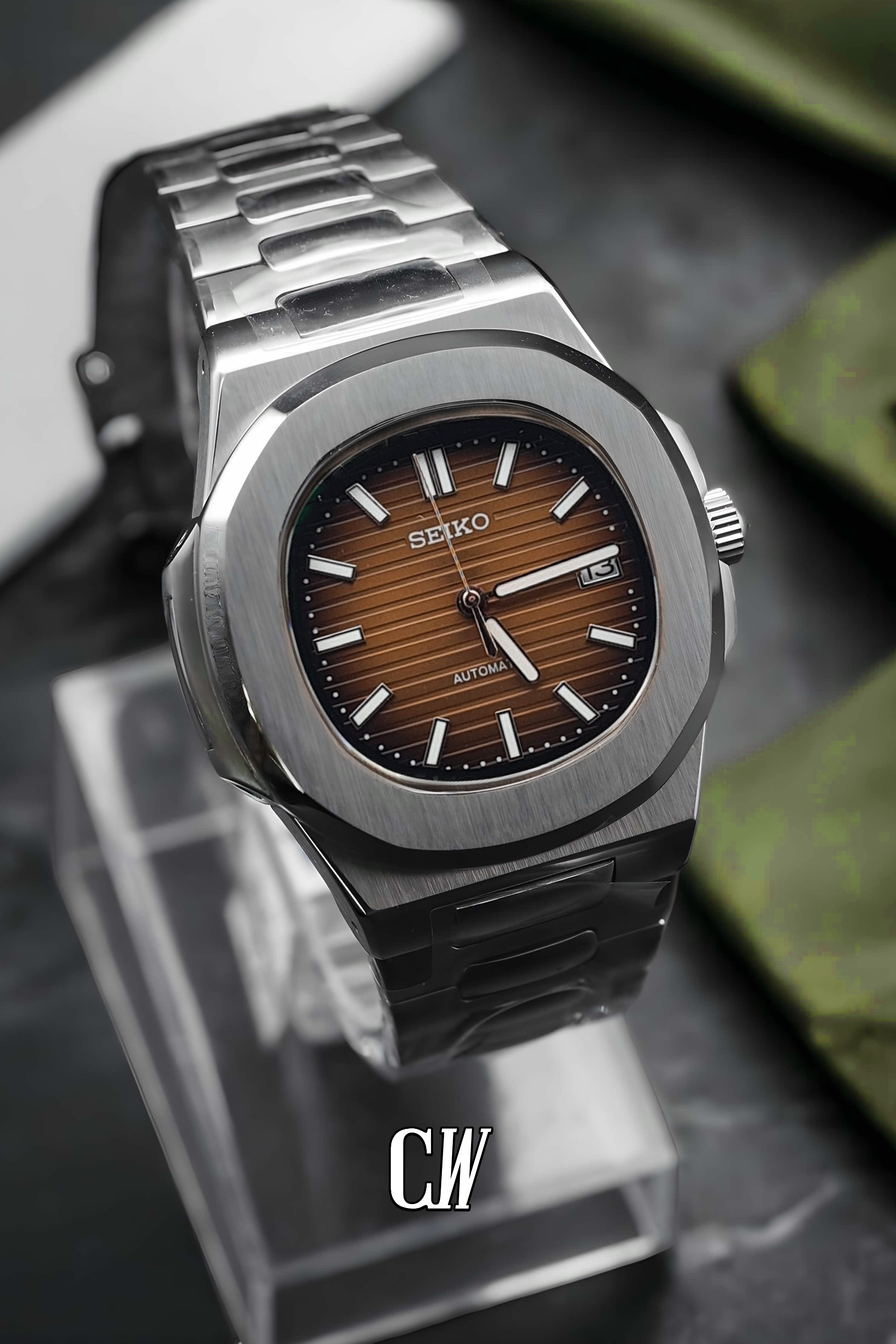 Seikonautilus mod watch brown