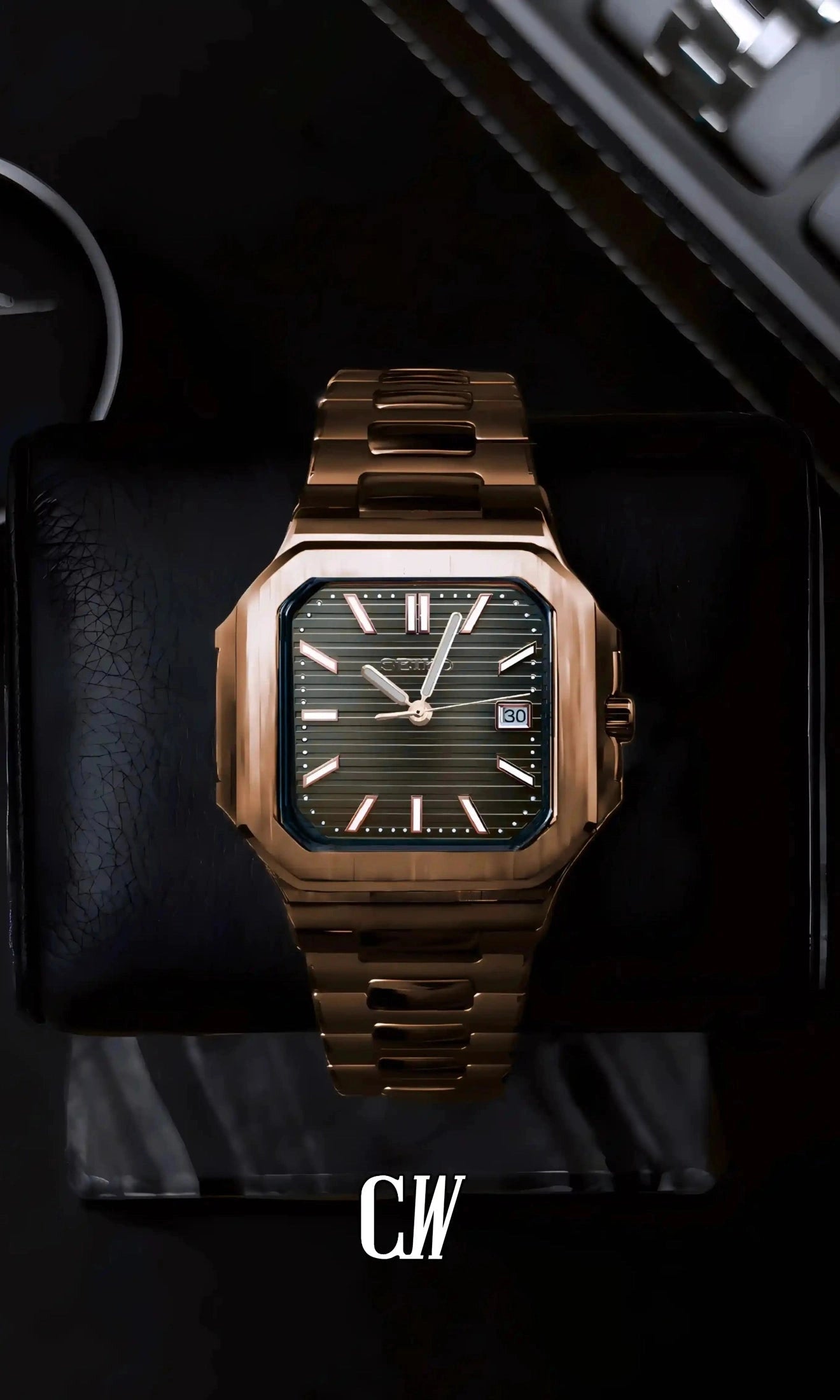 Cubito mod watch rose gold olive green-Circa Watch Labs