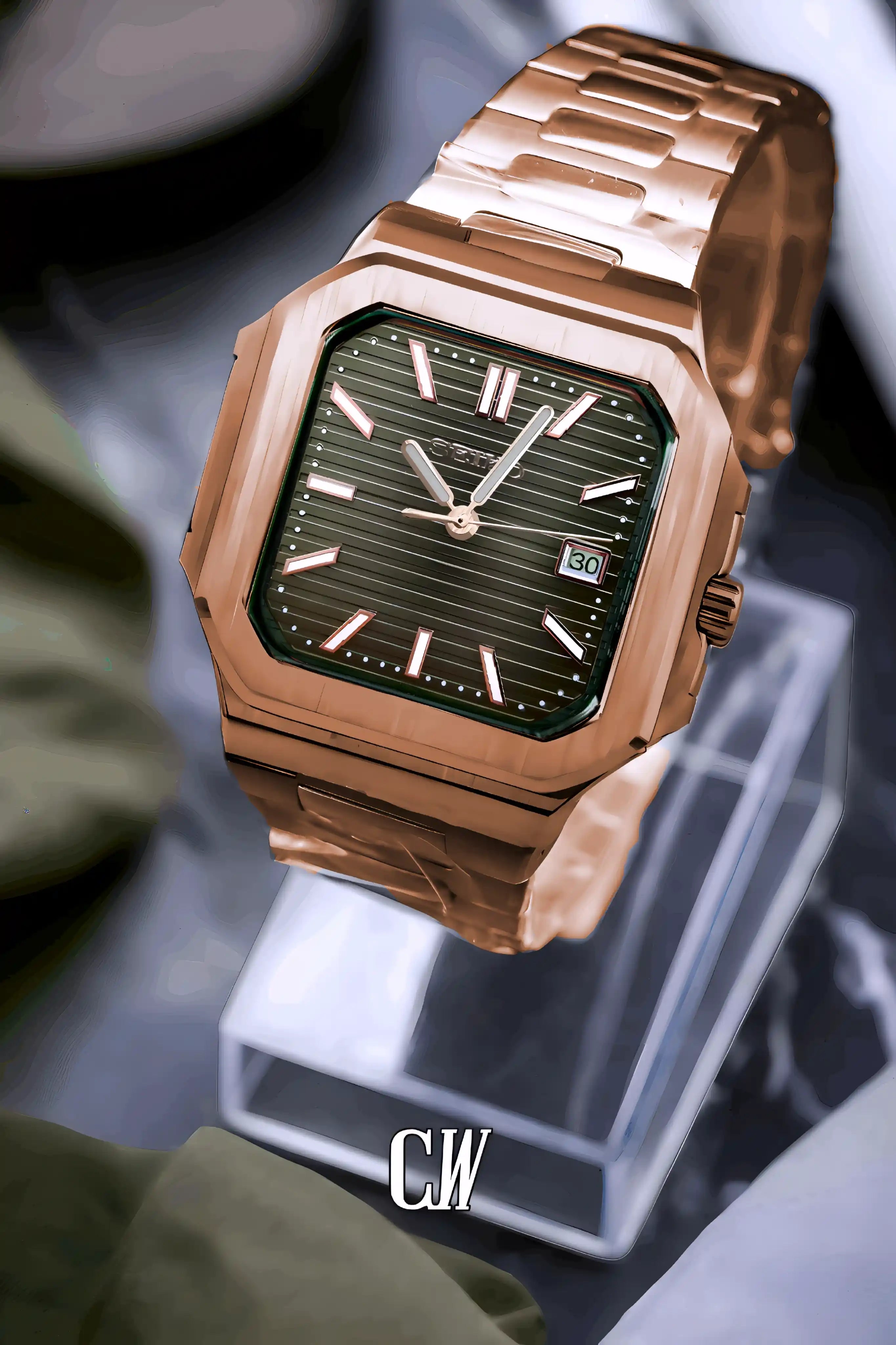 Seikocubitus mod watch rose gold olive green