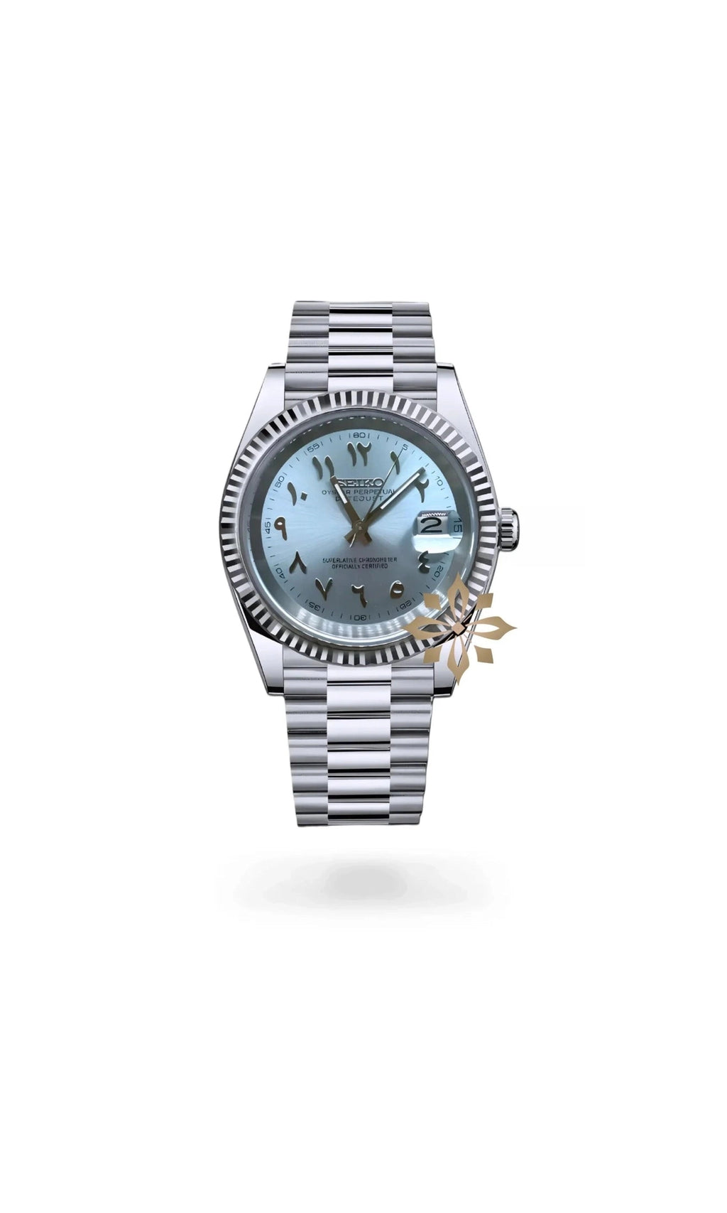 MOD時計　DJオマージュウォッチ　ブルー文字盤 ジュビリー風ブレス DJ-mod-watch-arabic-ice-blue-