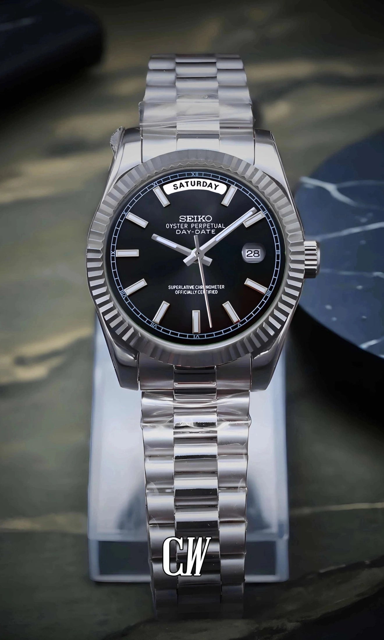 Daydate mod black automatic watch-Circa Watch Labs