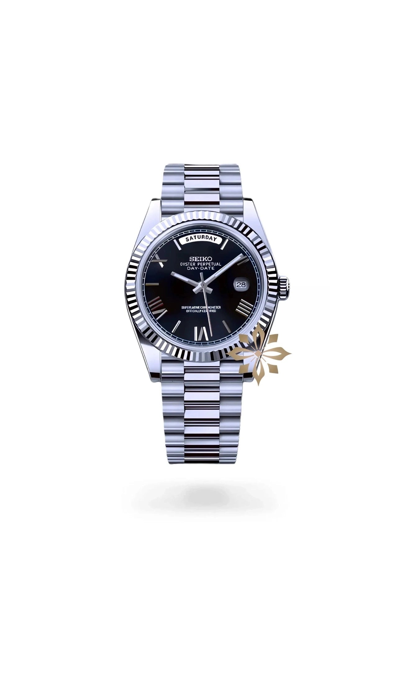 Daydate mod black roman numeral automatic watch-Circa Watch Labs