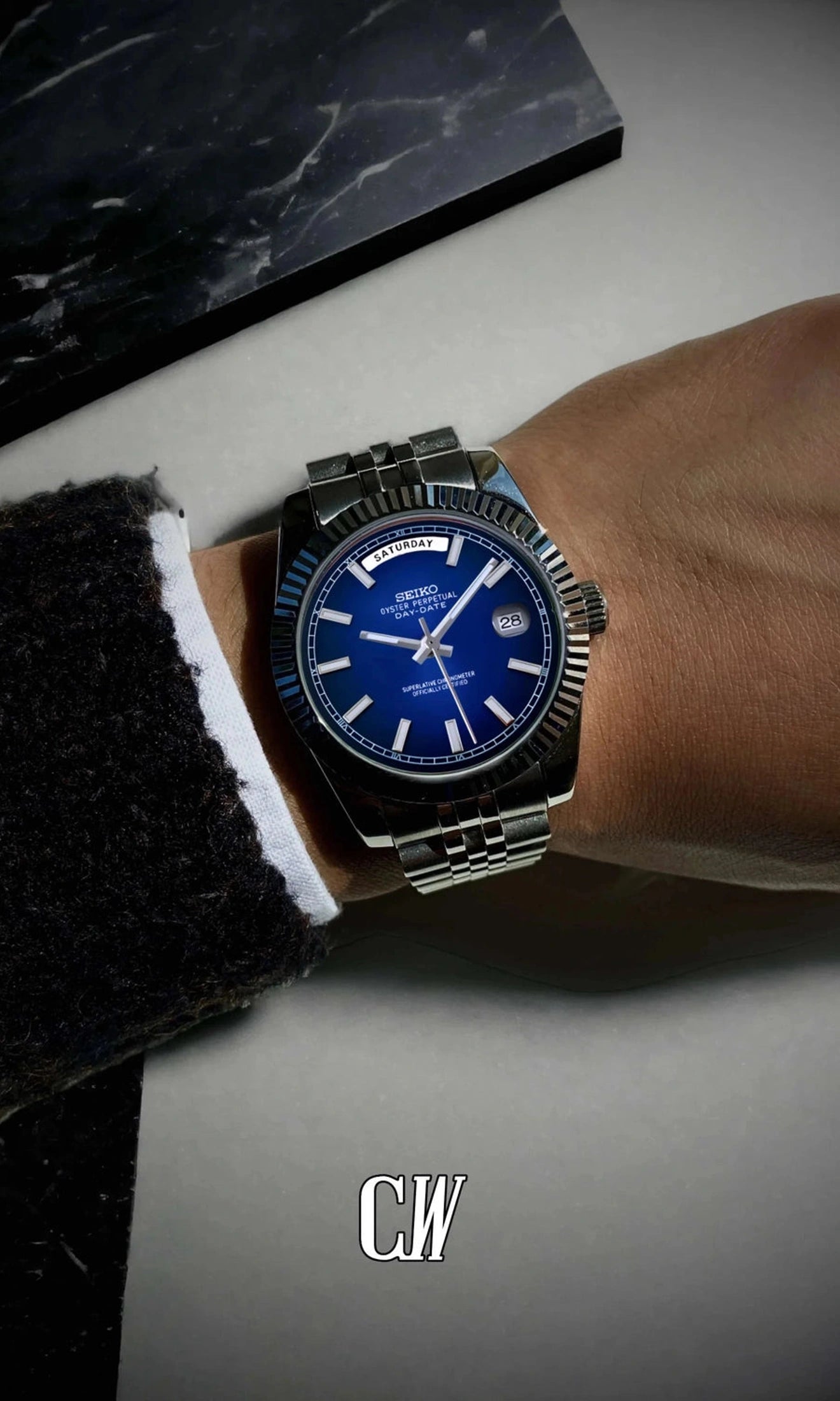 Daydate mod dark blue automatic watch-Circa Watch Labs