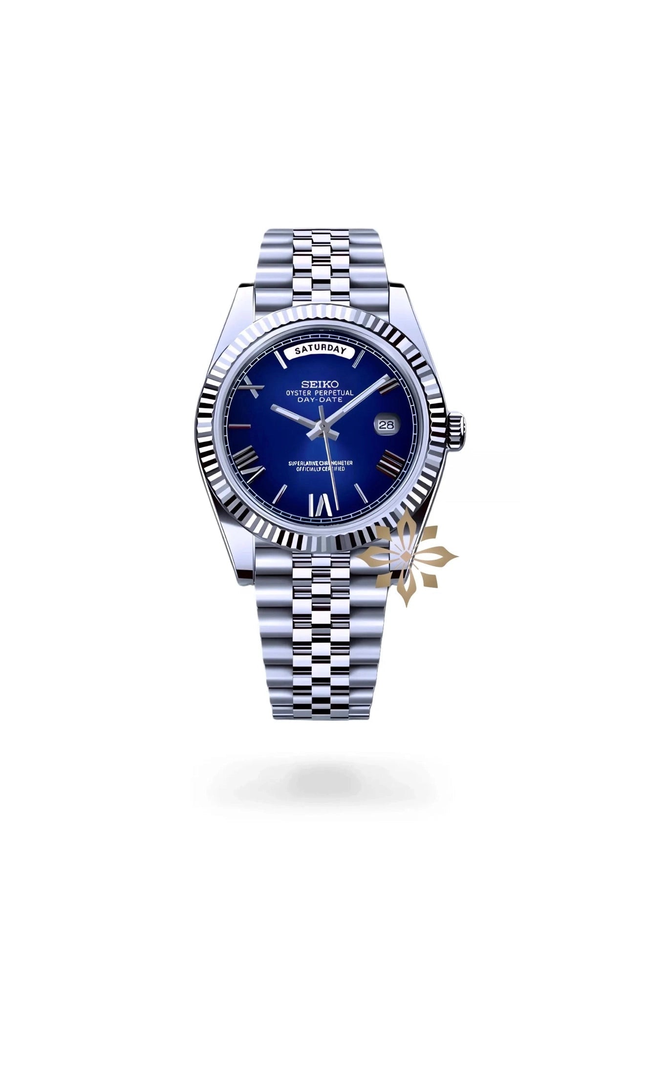Daydate mod dark blue roman numeral automatic watch-Circa Watch Labs