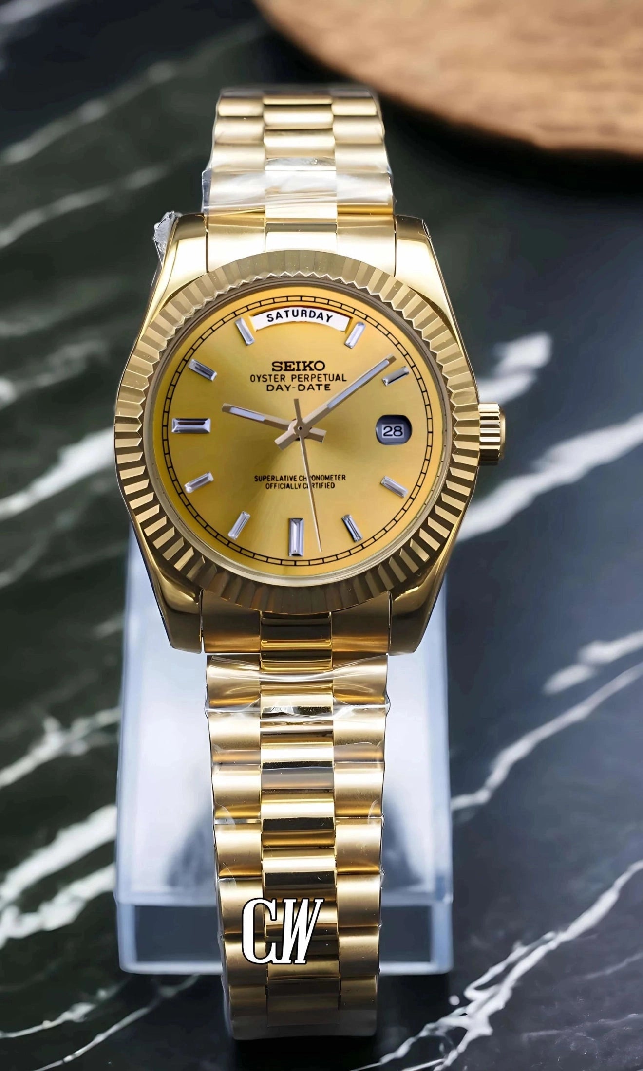 Daydate mod gold baguette automatic watch-Circa Watch Labs