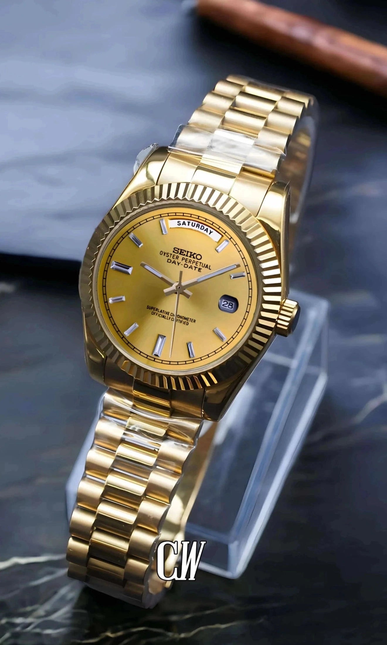 Daydate mod gold baguette automatic watch-Circa Watch Labs