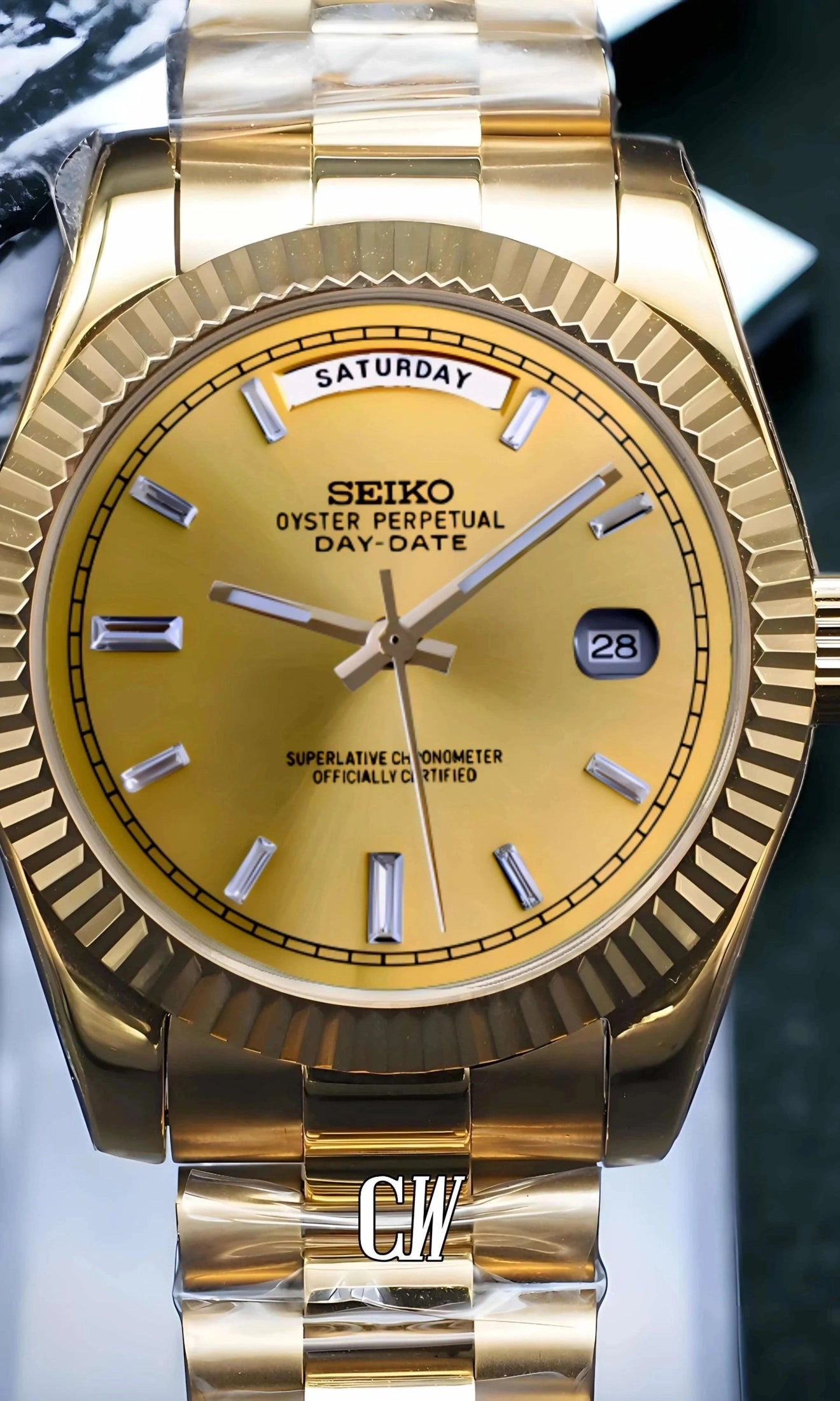 Daydate mod gold baguette automatic watch-Circa Watch Labs