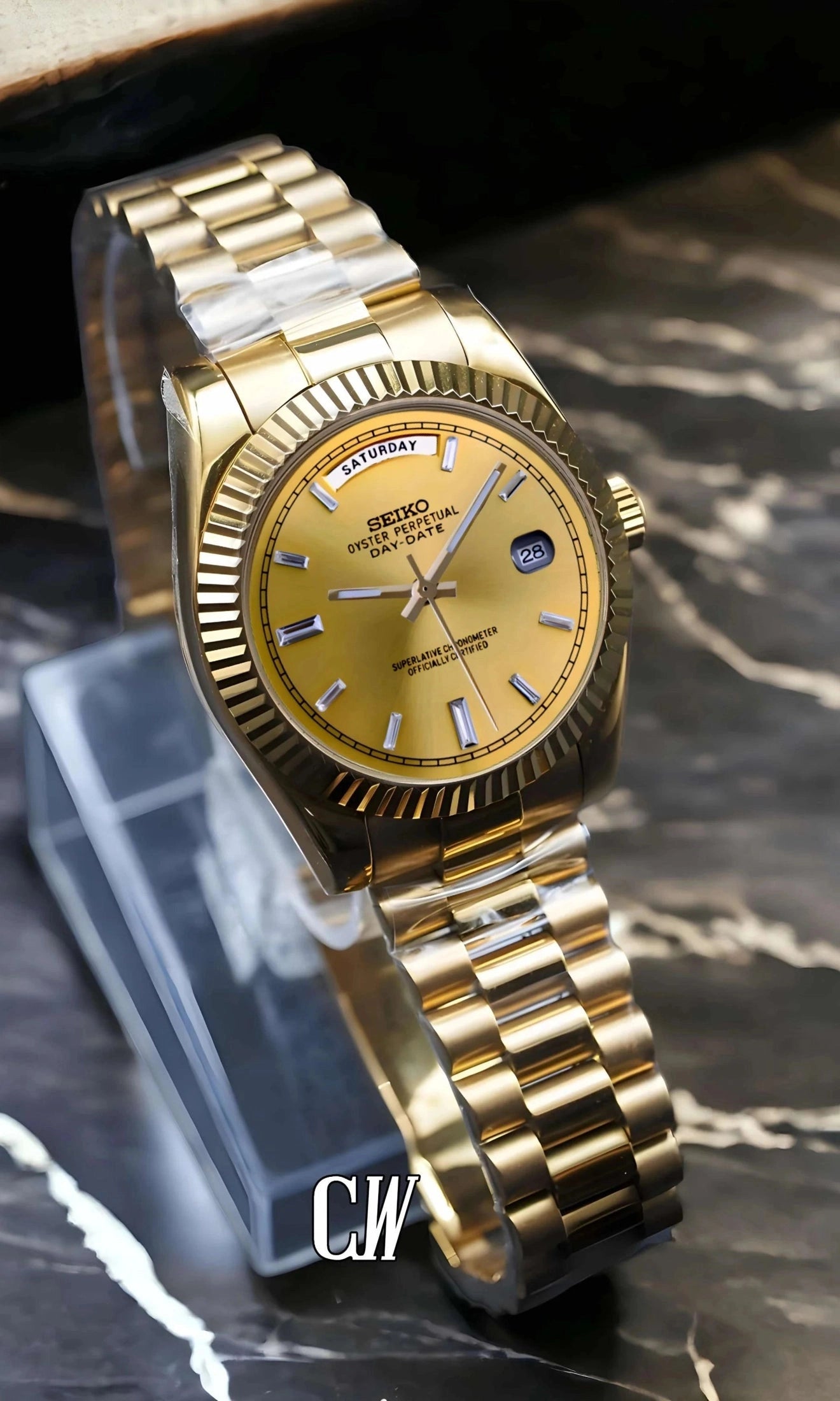 Daydate mod gold baguette automatic watch-Circa Watch Labs