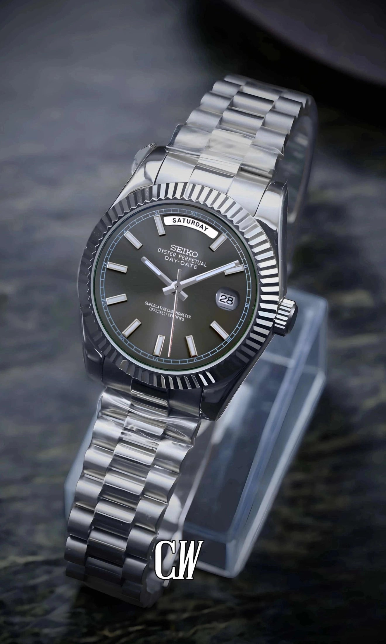 Daydate mod grey automatic watch-Circa Watch Labs