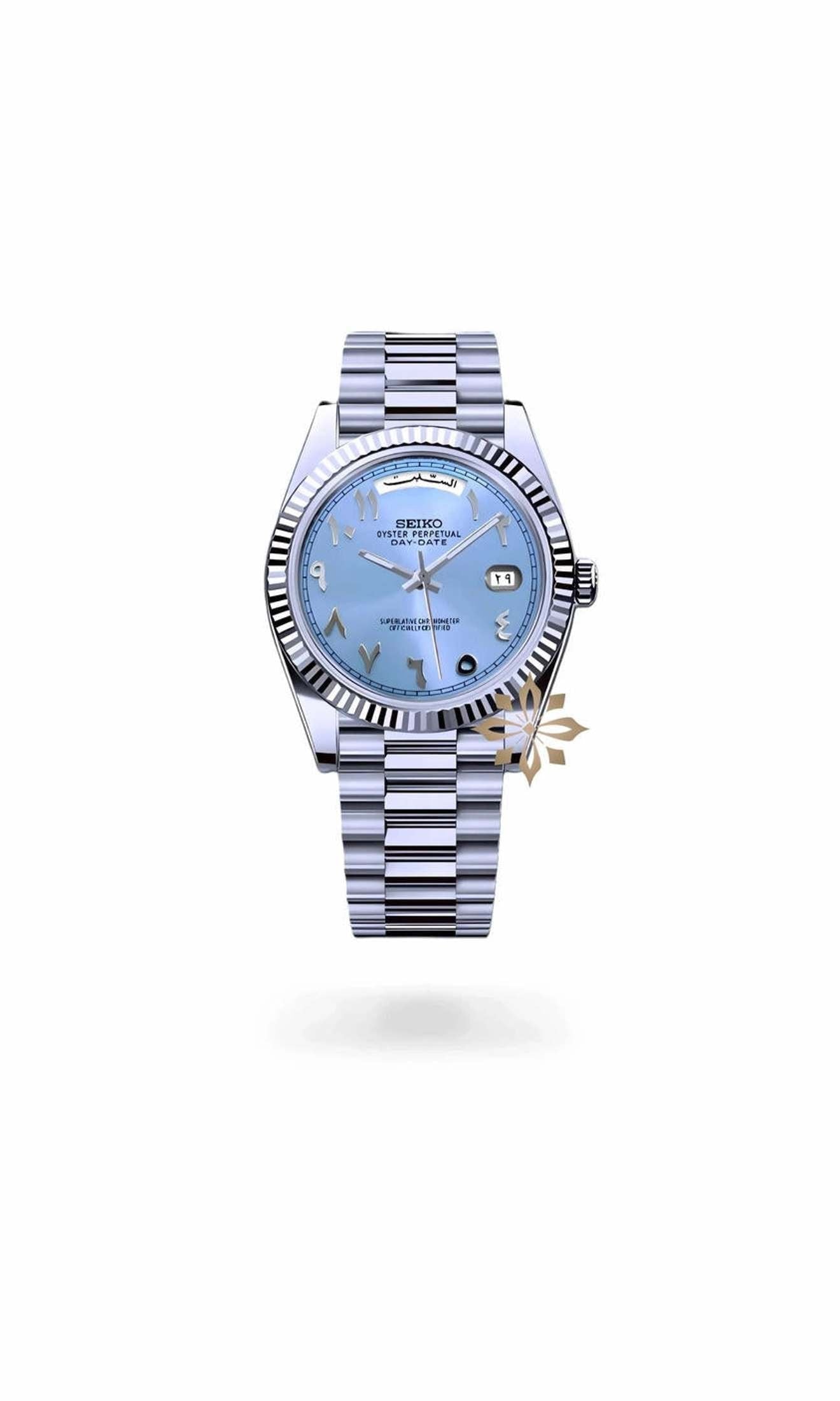 Daydate mod ice blue arabic automatic watch-Circa Watch Labs