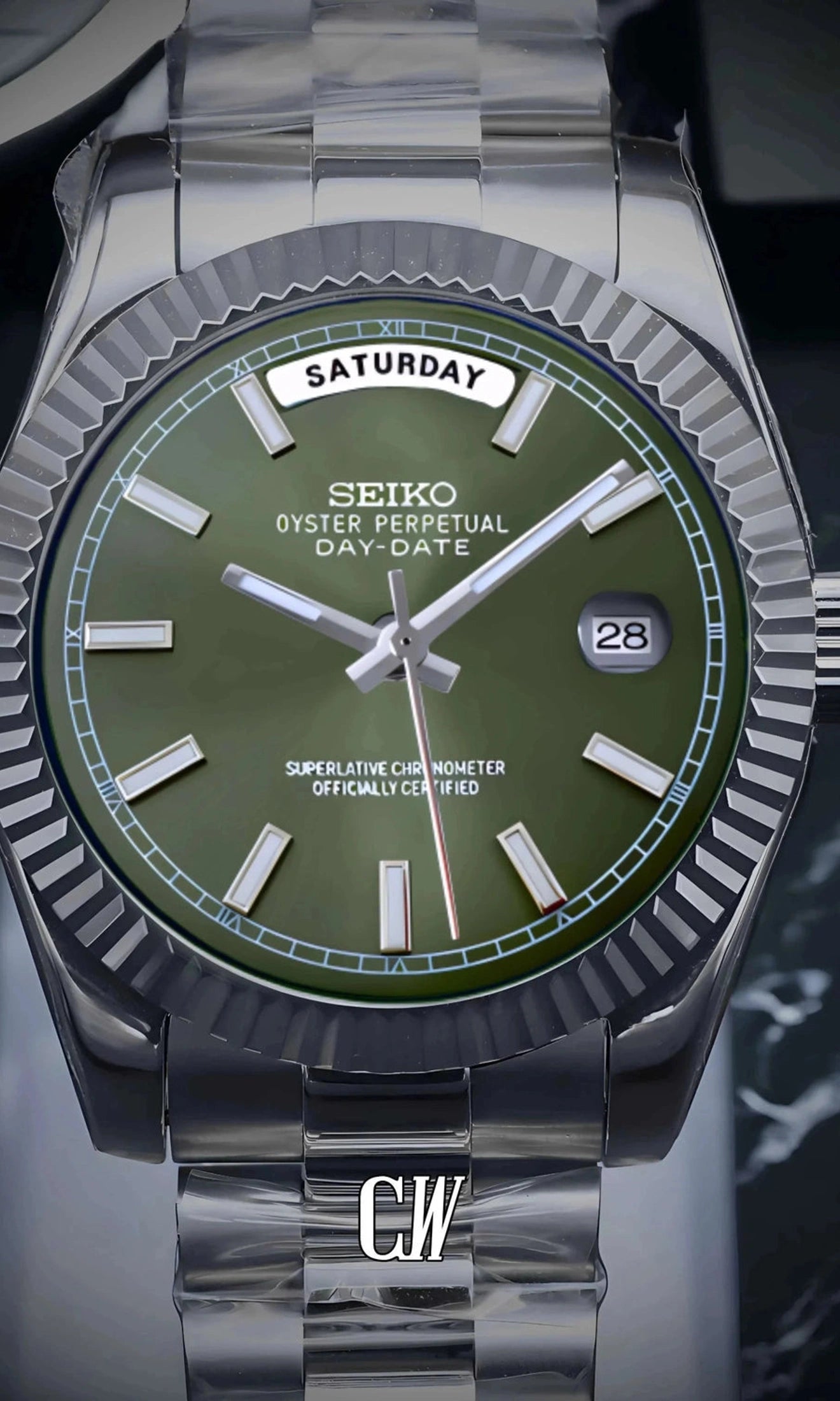 Daydate mod olive green automatic watch-Circa Watch Labs