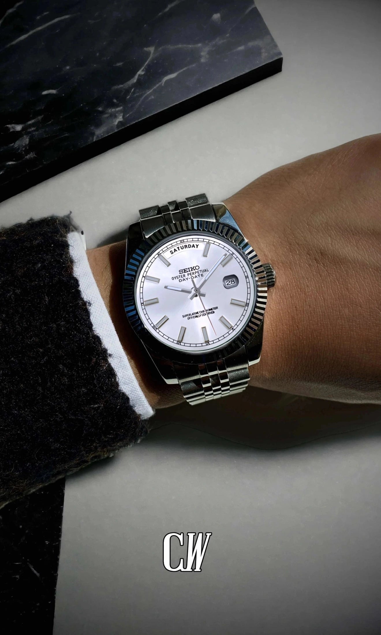 Daydate mod white automatic watch-Circa Watch Labs