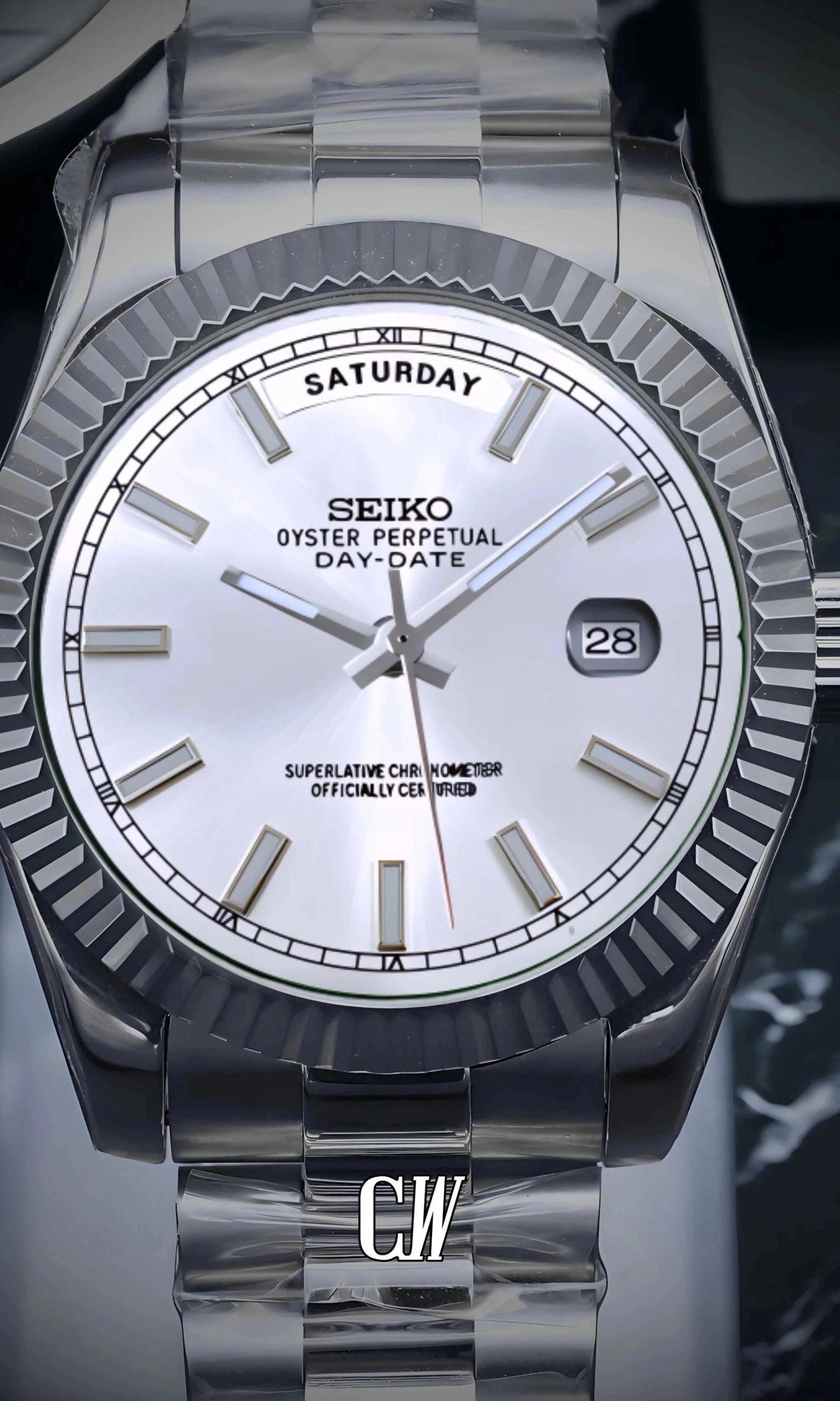 Daydate mod white automatic watch-Circa Watch Labs