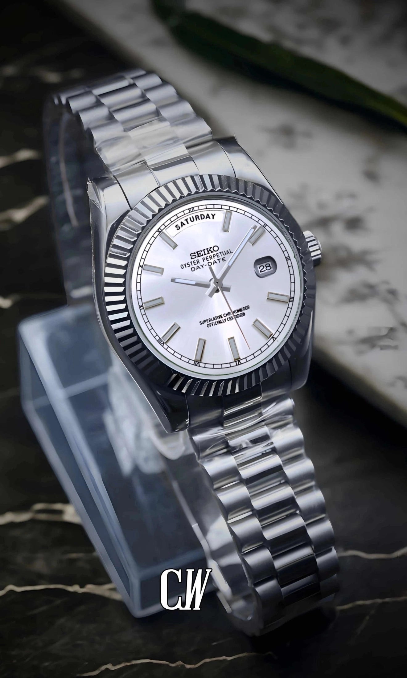 Daydate mod white automatic watch-Circa Watch Labs