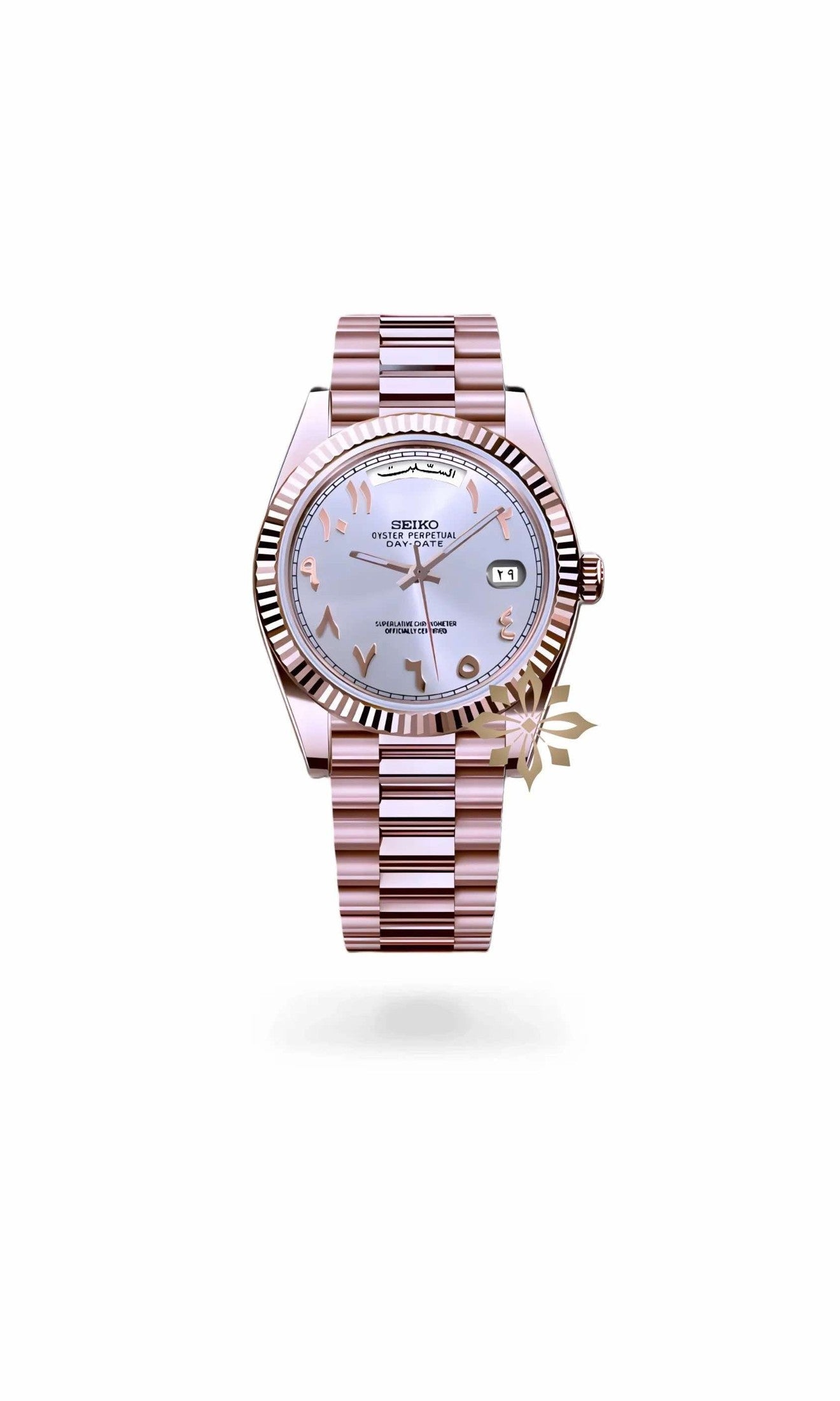Daydate mod white rose gold arabic automatic watch-Circa Watch Labs